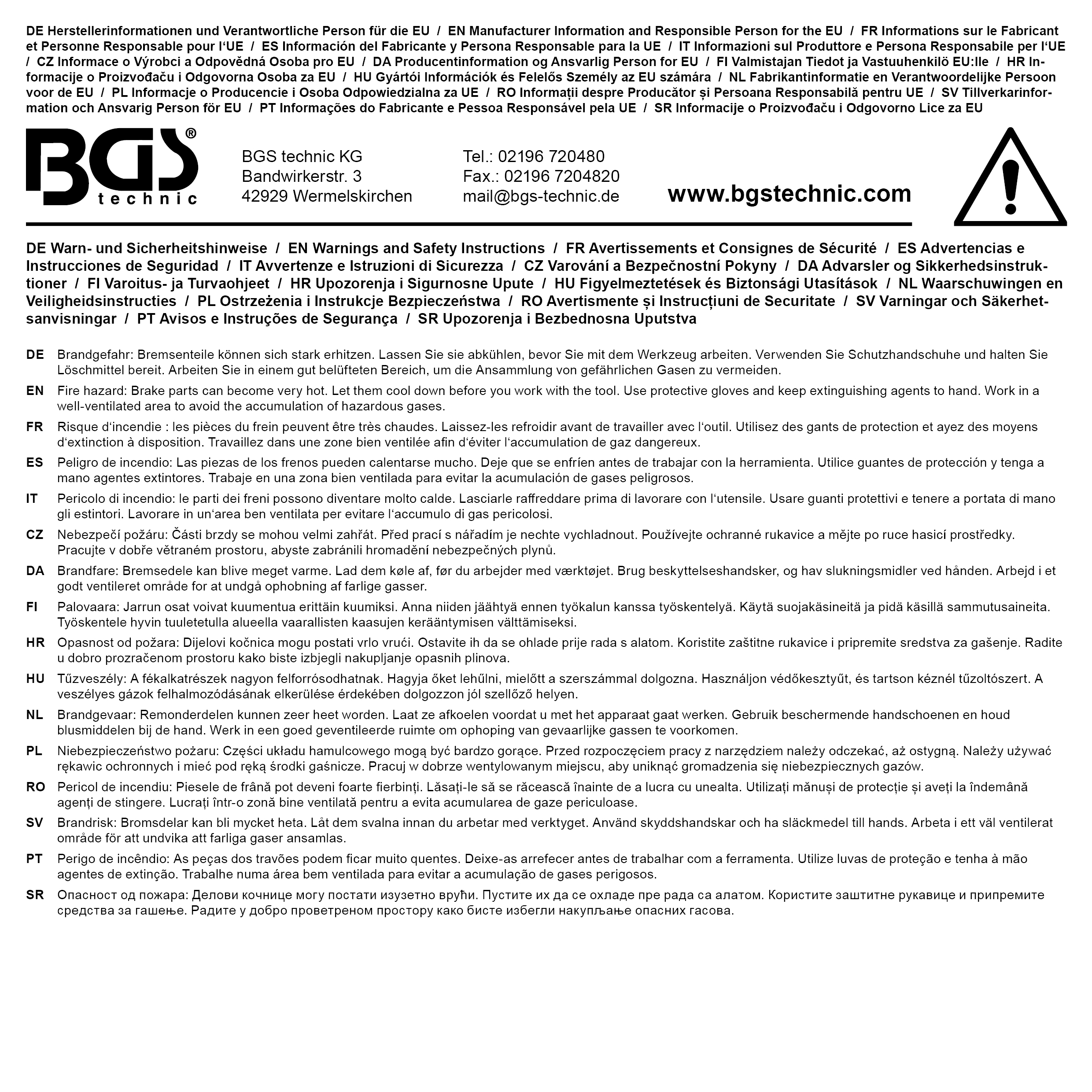 BGS Bremskolben-Rückstell-Satz | 14-tlg.