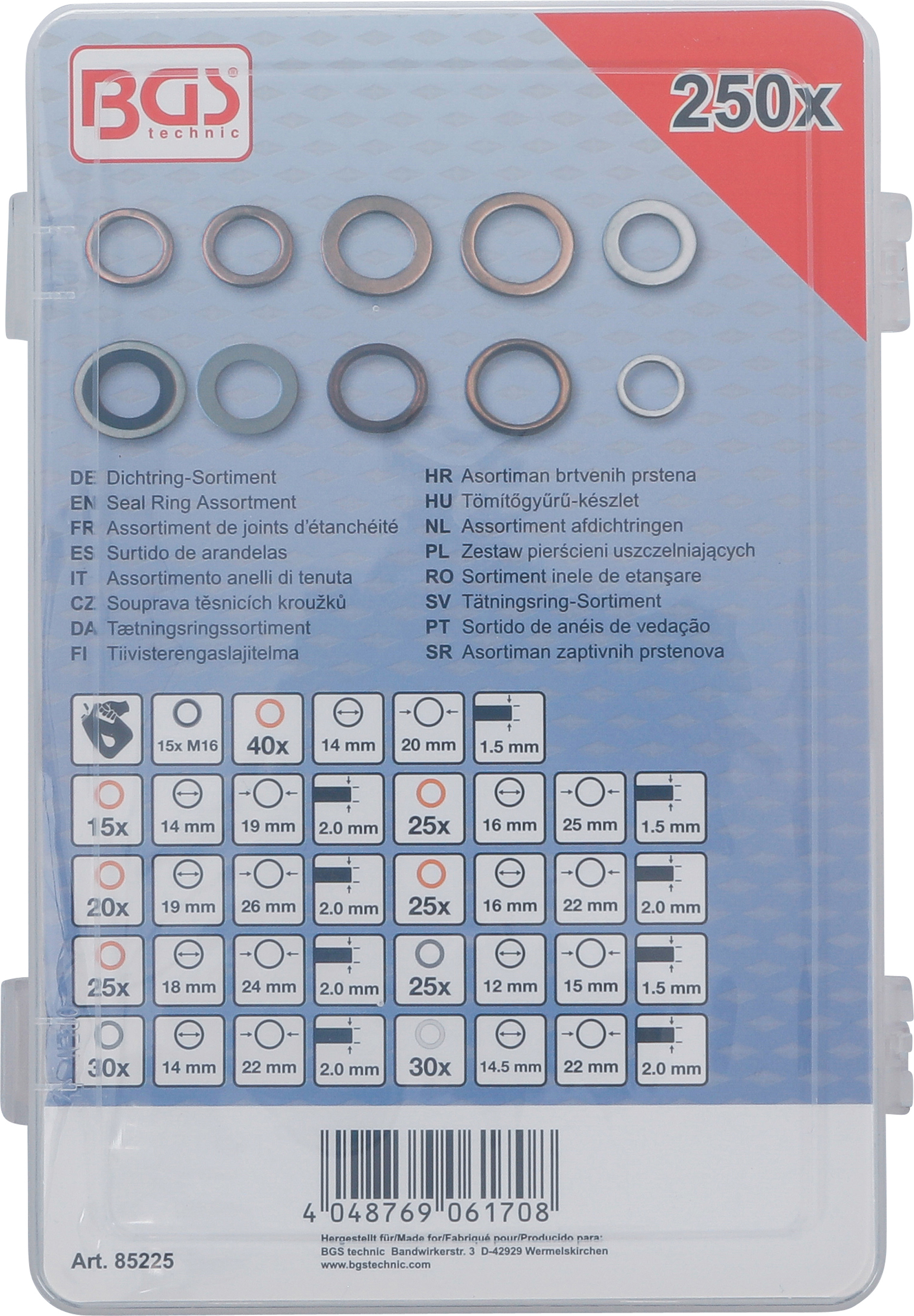 BGS Dichtring-Sortiment | Kupfer, Aluminium, Nylon | 250-tlg.