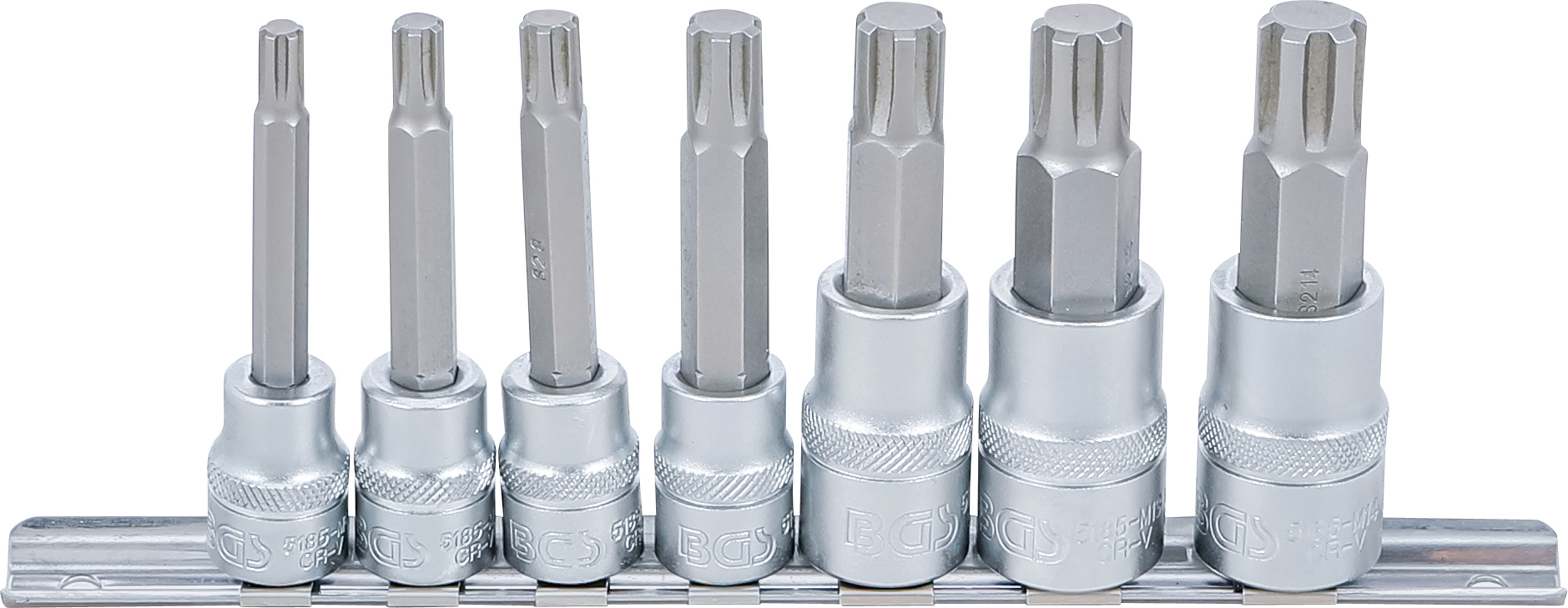 BGS Bit-Einsatz-Satz | Antrieb Innenvierkant 10 mm (3/8") / 12,5 mm (1/2") | Keil-Profil (für RIBE) M6 - M14 | 7-tlg.