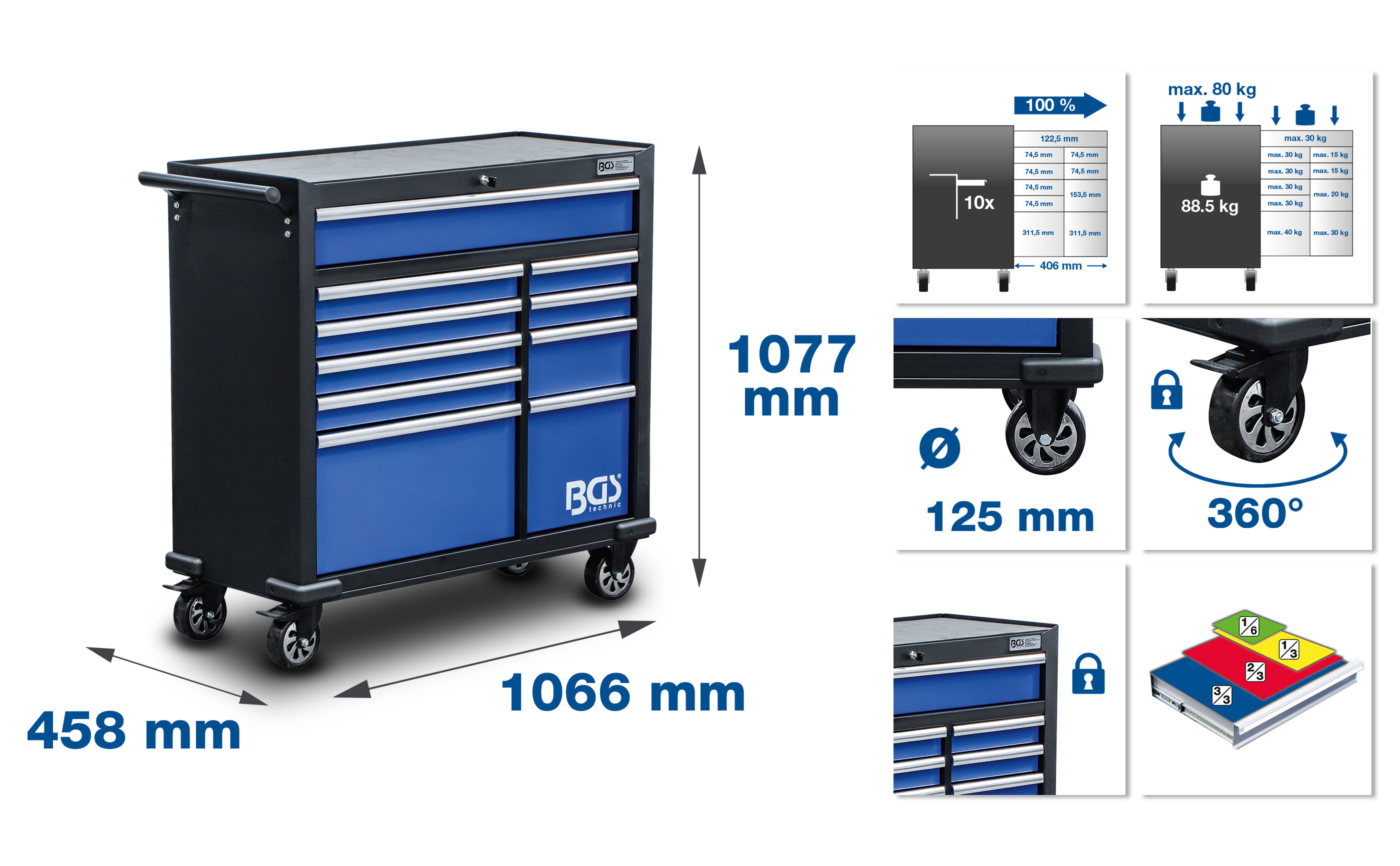 BGS Werkstattwagen XXL | 10 Schubladen | leer