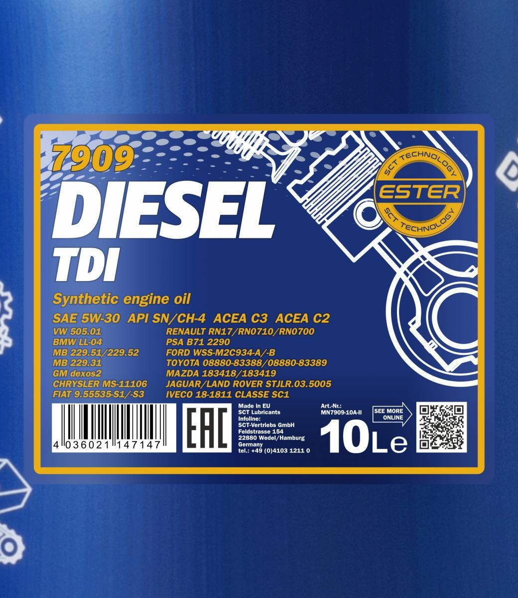 5W-30 Mannol 7909 Diesel TDI Motoröl 10 Liter