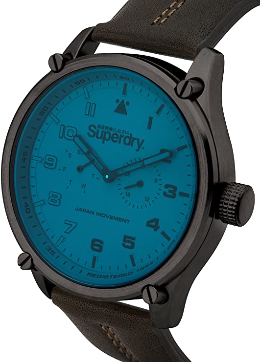 Superdry Herrenuhr SYG208UBR Herren Analog Quarz Uhr mit Leder Armband SUPER DEAL