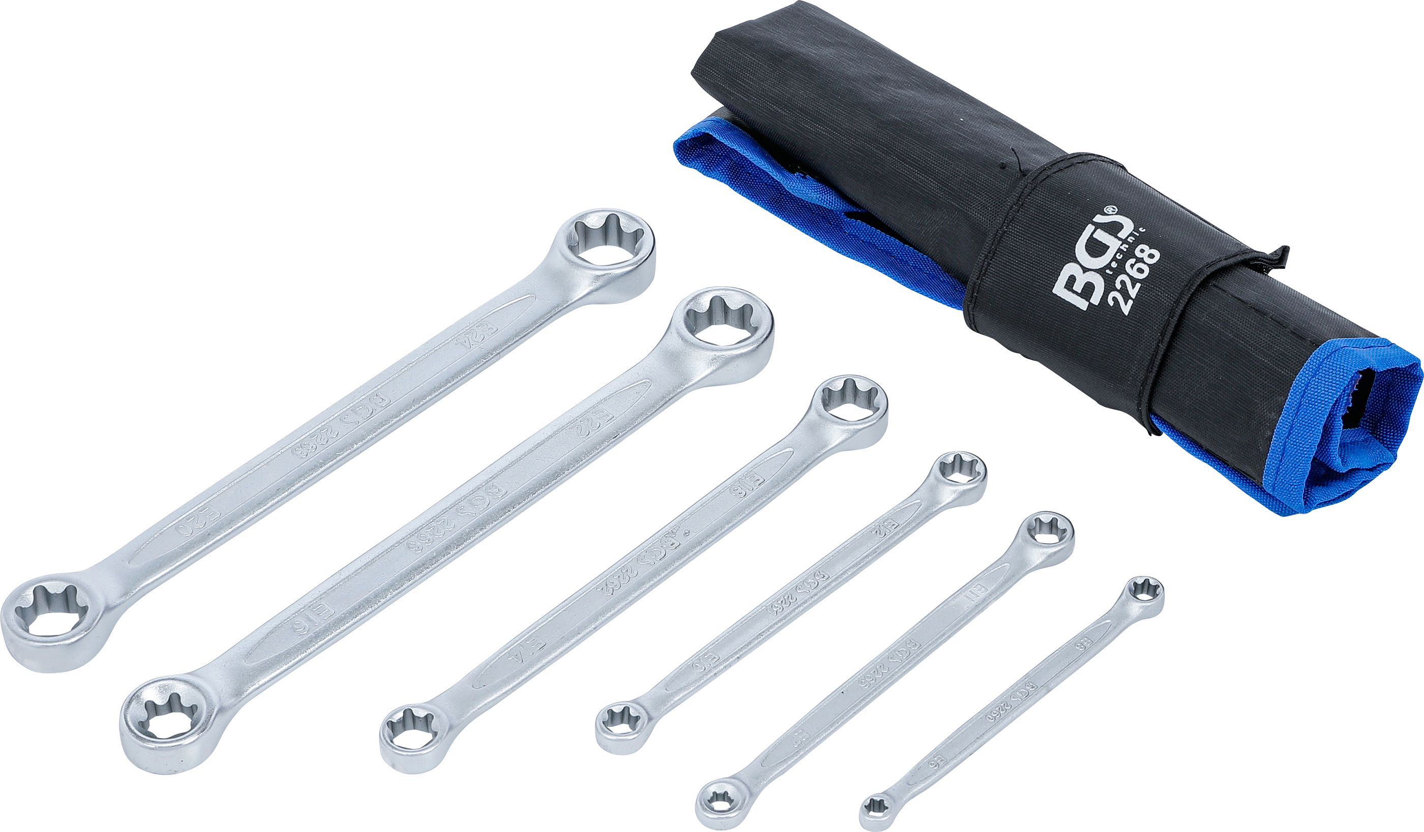 BGS Doppel-Ringschlüssel-Satz mit E-Profil-Ringköpfen | SW E6 x E8 - E20 x E24 | 6-tlg.