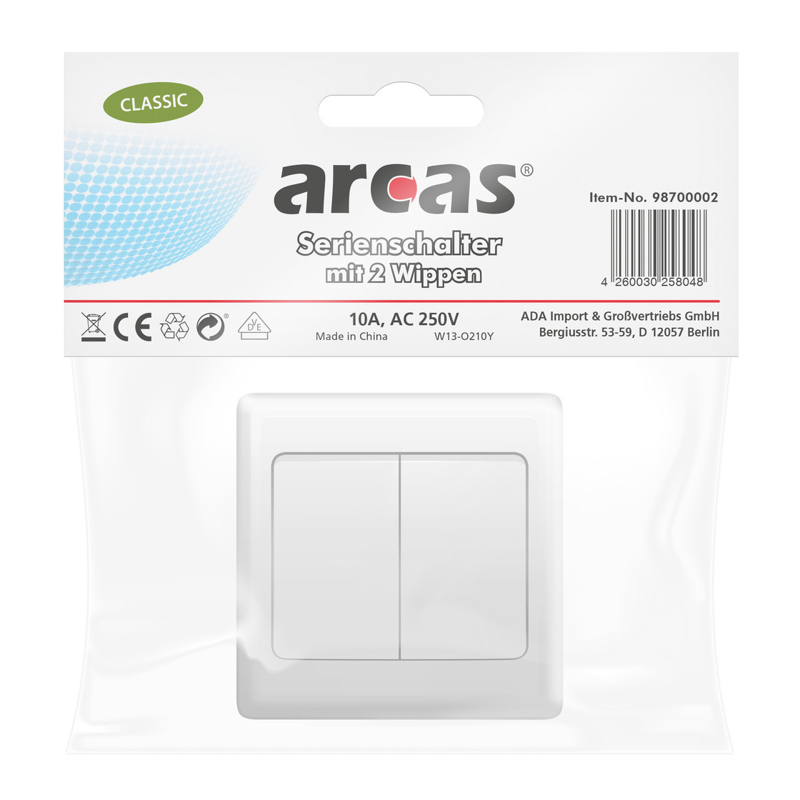 Arcas CLASSIC Serienschalter mit 2 Wippen Modell W13-O210Y