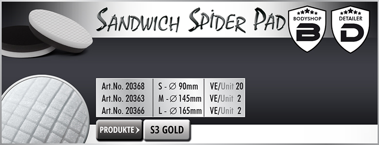 Scholl Concepts Sandwich SpiderPad Polierscheibe schwarz weiss 145mm 2er Pack