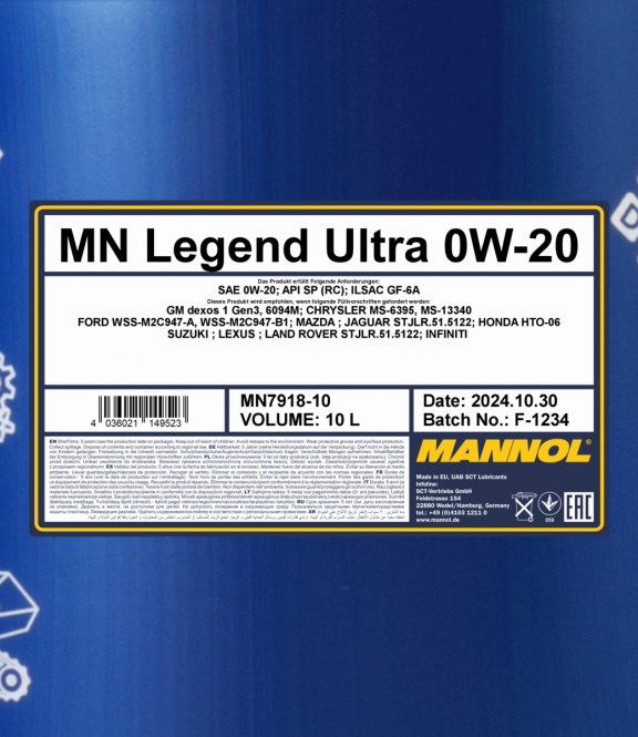 0W-20 Mannol 7918 Legend Ultra Motoröl 10 Liter