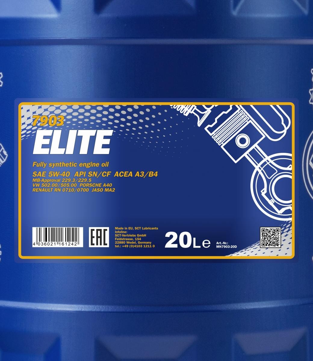 5W-40 Mannol 7903 Elite Motoröl 20 Liter