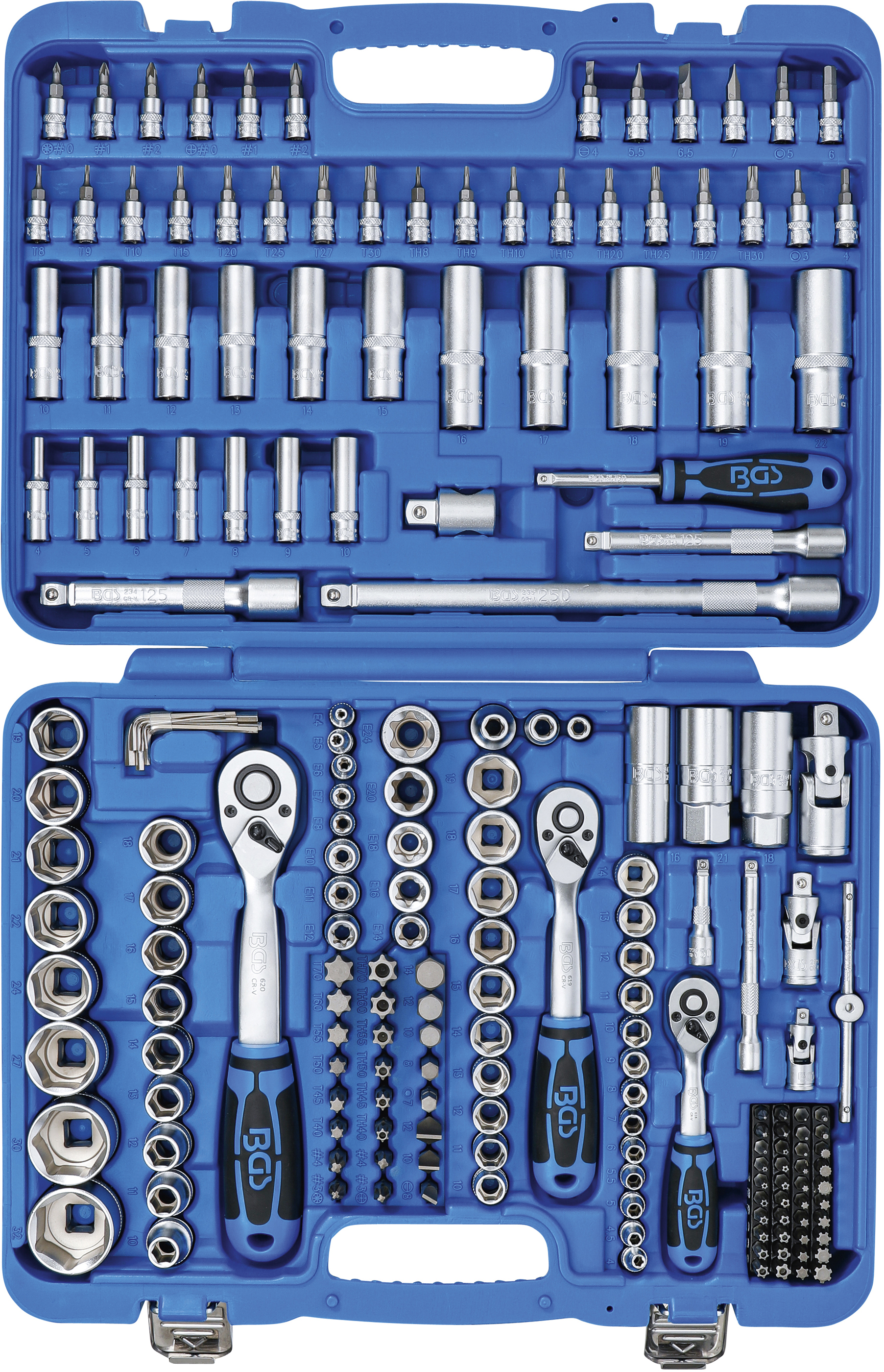 BGS Steckschlüssel-Satz Sechskant | Antrieb 6,3 mm (1/4") / 10 mm (3/8") / 12,5 mm (1/2") | 192-tlg.