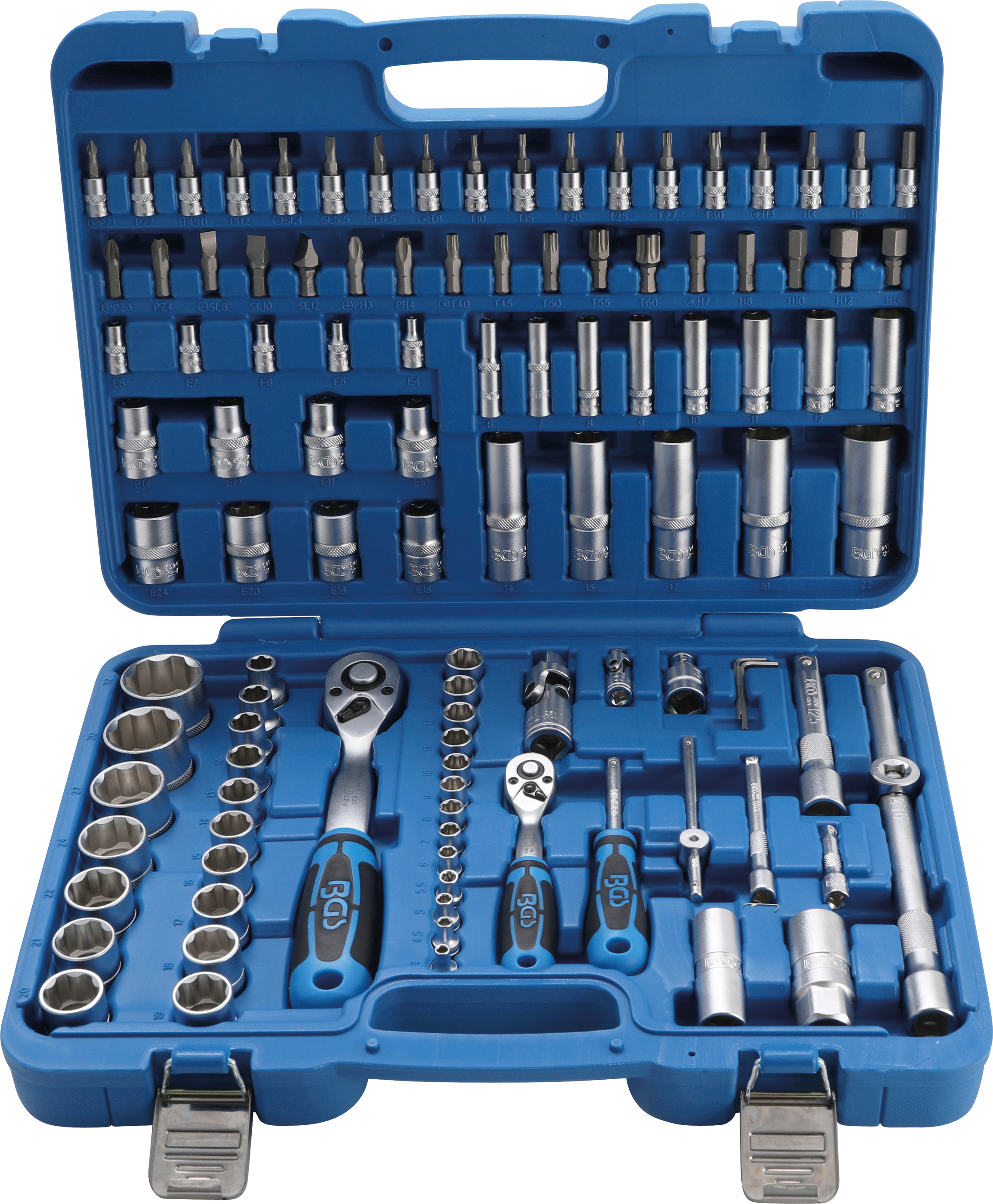 BGS Steckschlüssel-Satz Wellenprofil | Antrieb 6,3 mm (1/4") / 12,5 mm (1/2") | 108-tlg.