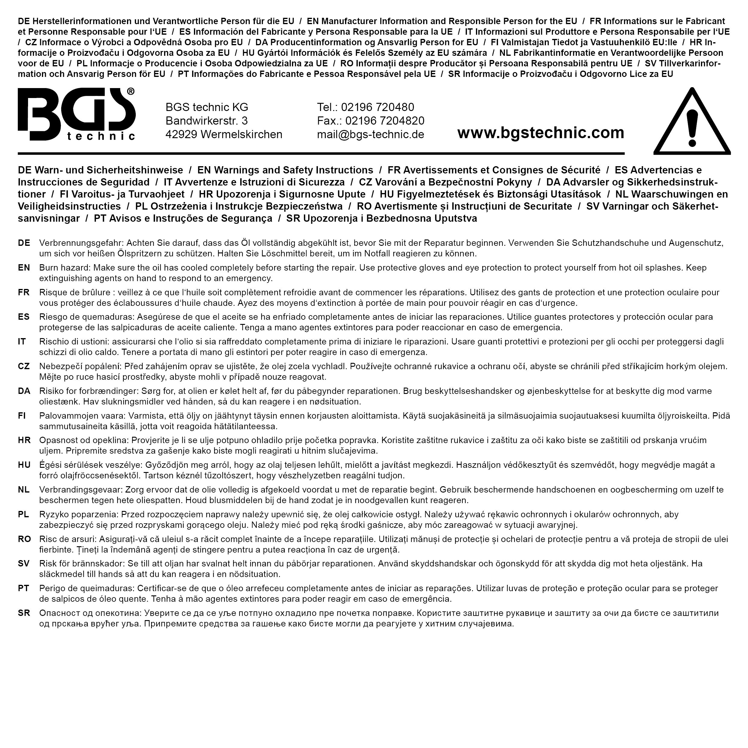 BGS Reparatursatz für Öl-Ablass-Gewinde | M13 x 1,25 mm
