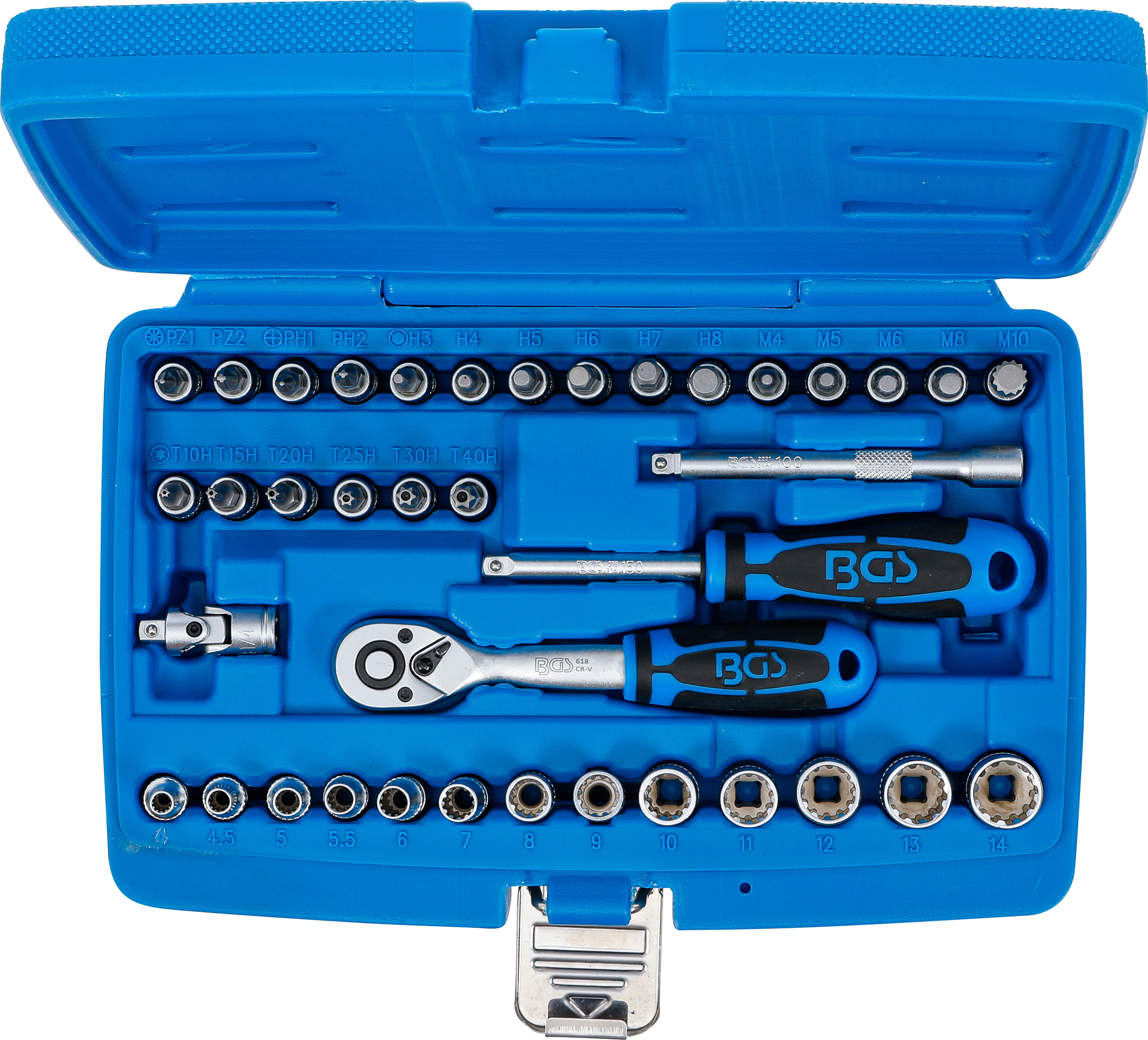 BGS Steckschlüssel-Satz Gear Lock | Antrieb 6,3 mm (1/4") | 38-tlg.