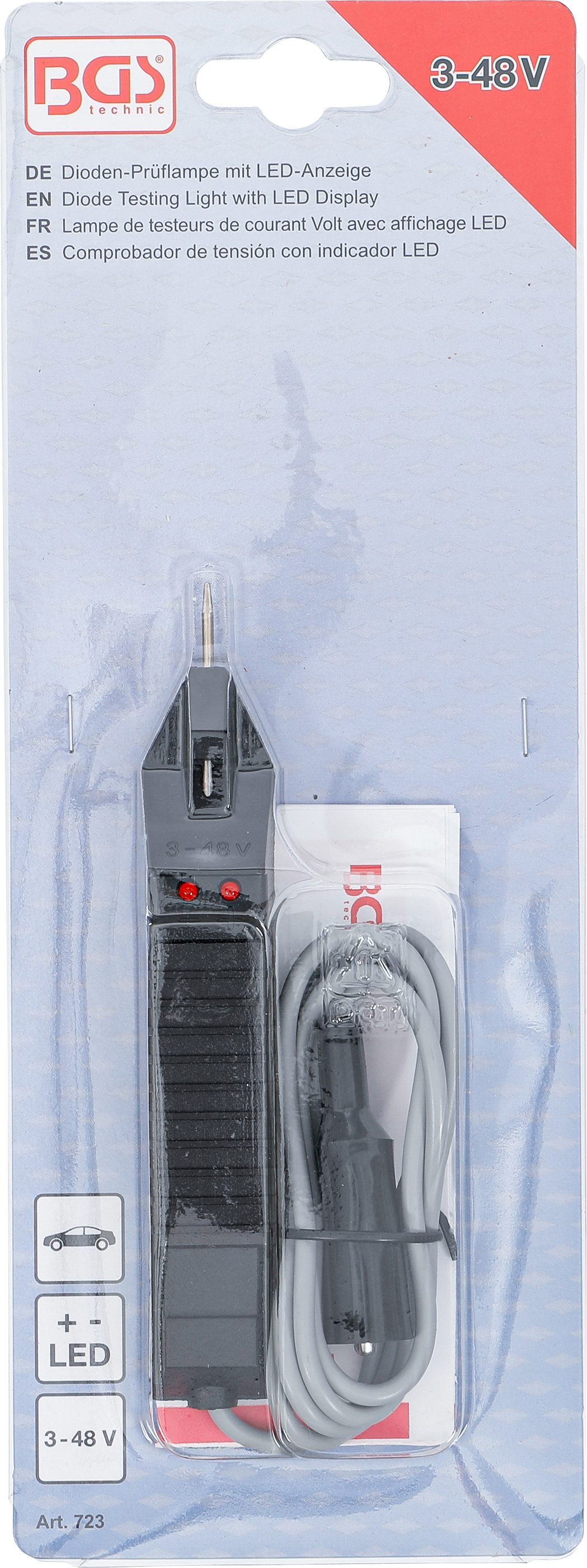 BGS Dioden-Prüflampe mit LED-Anzeige | 3 - 48 V