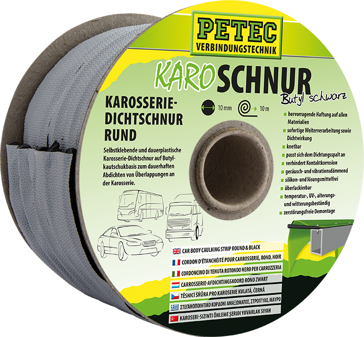 Petec Karosserie Dichtschnur Rund Schwarz KaroSchnur Butyl schwarz