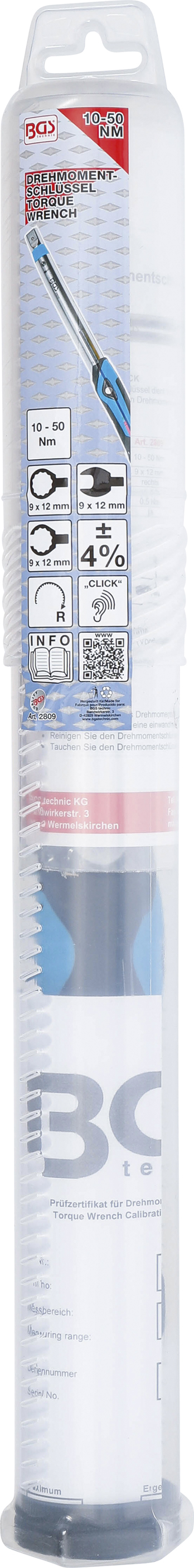 BGS Drehmomentschlüssel | 10 - 50 Nm | für 9 x 12 mm Einsteckwerkzeuge BGS Drehmomentschlüssel | 10 - 50 Nm | für 9 x 12 mm Einsteckwerkzeuge