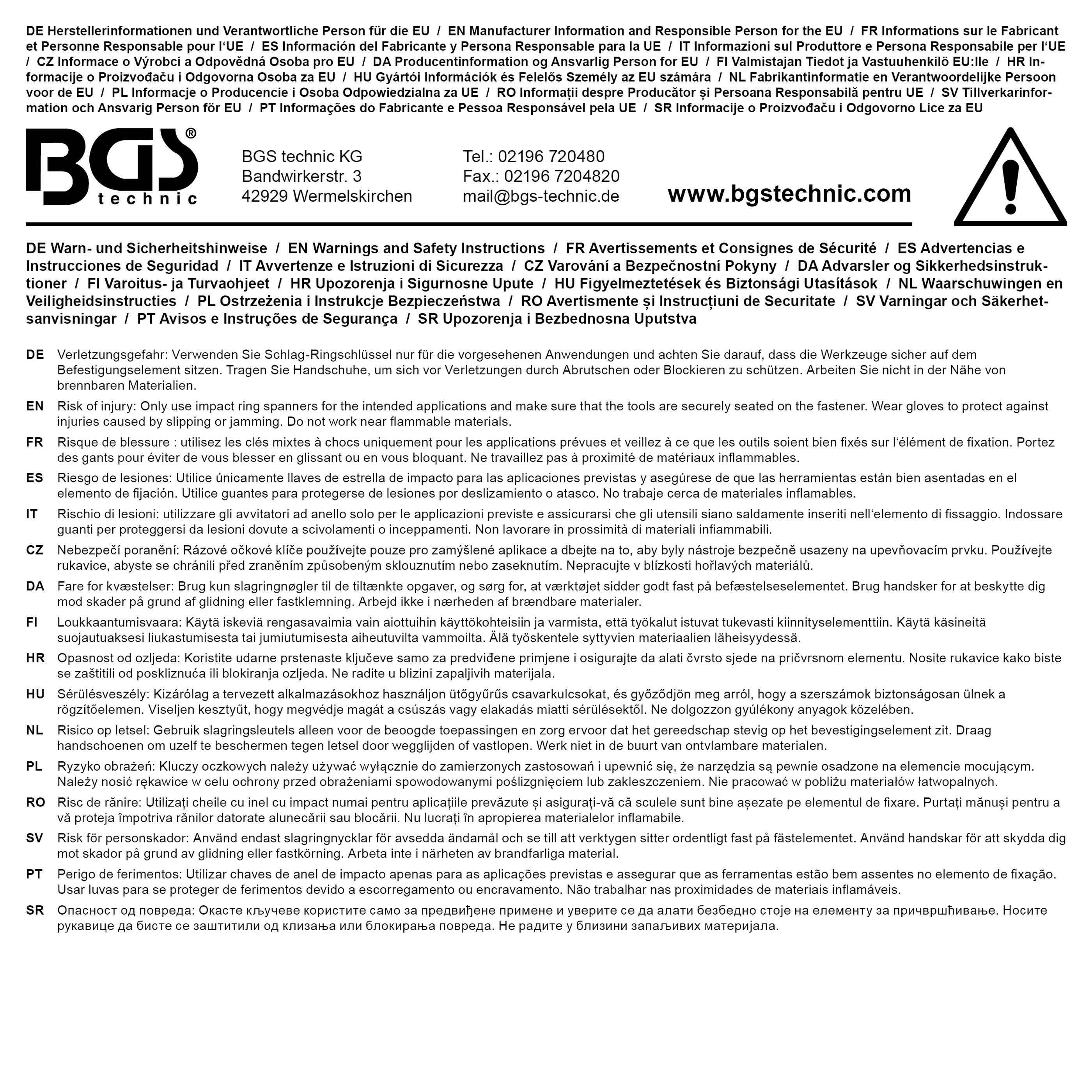 BGS Schlag-Ringschlüssel | E-Profil (für Torx) | mit 2 Schlagflächen | SW E24