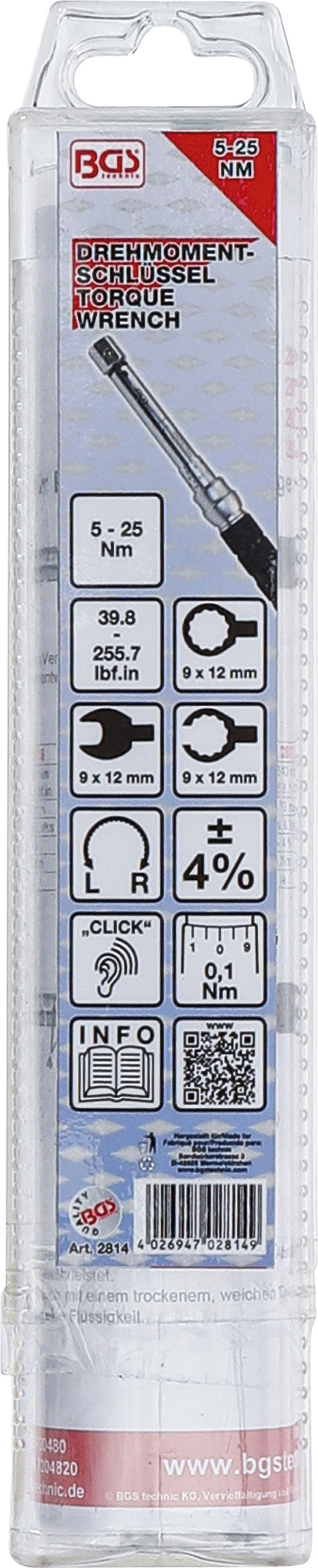 BGS Drehmomentschlüssel | 5 - 25 Nm | für 9 x 12 mm Einsteckwerkzeuge BGS Drehmomentschlüssel | 5 - 25 Nm | für 9 x 12 mm Einsteckwerkzeuge
