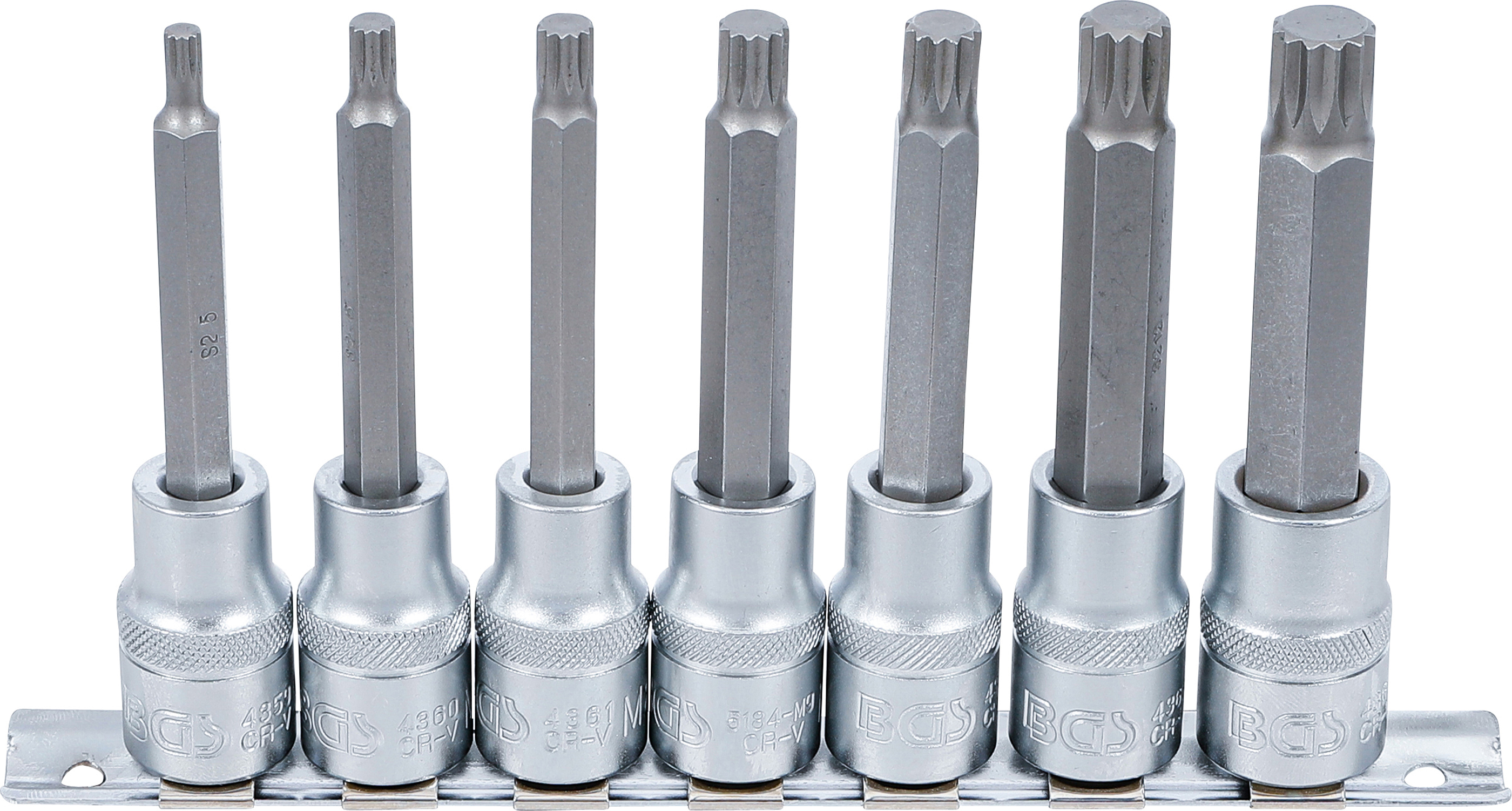 BGS Bit-Einsatz-Satz | Antrieb Innenvierkant 12,5 mm (1/2") | Innenvielzahn (für XZN) M5 - M14 | 7-tlg.