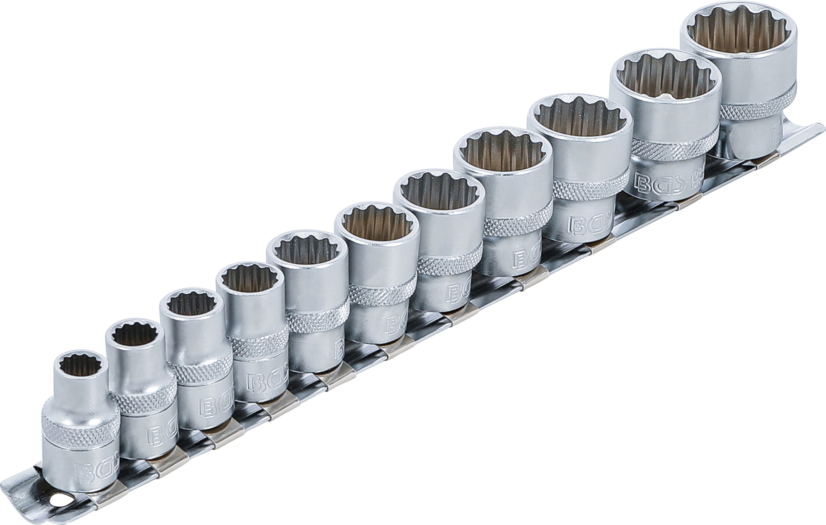 BGS Steckschlüssel-Einsatz-Satz, Zwölfkant | Antrieb Innenvierkant 10 mm (3/8") | Zollgrößen | 11-tlg.