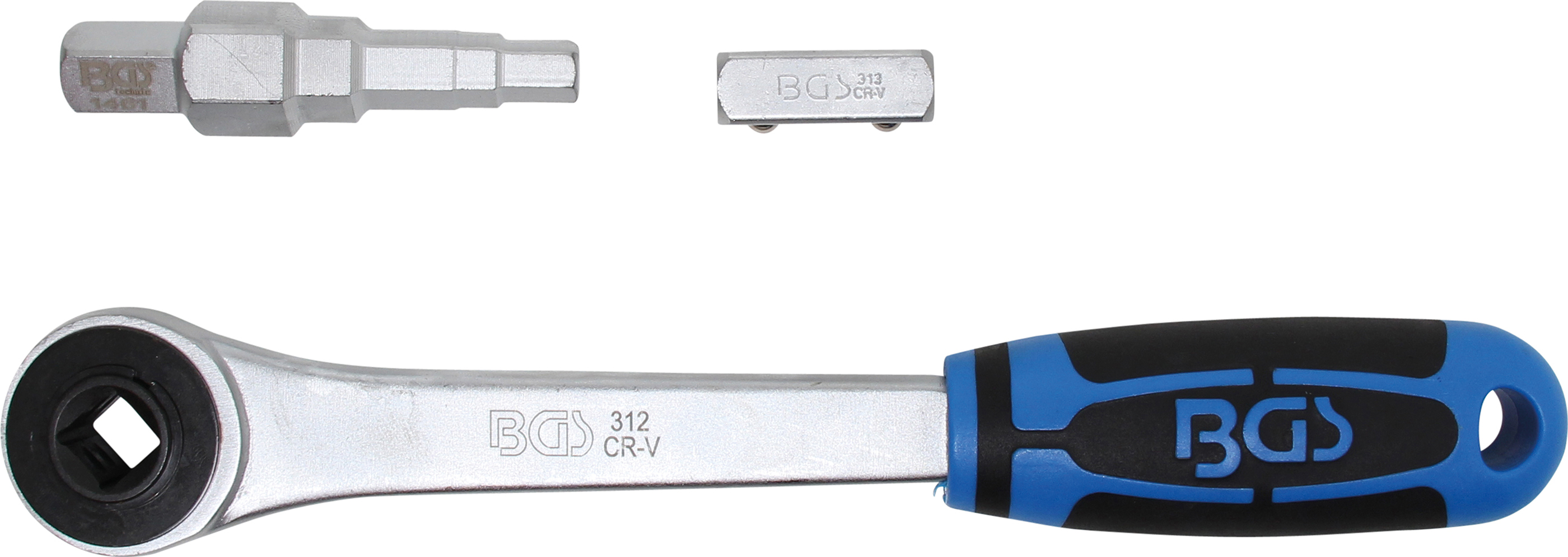 BGS Durchsteckknarre mit Adapter und Stufenschlüssel | Abtrieb Innenvierkant 12,5 mm (1/2")