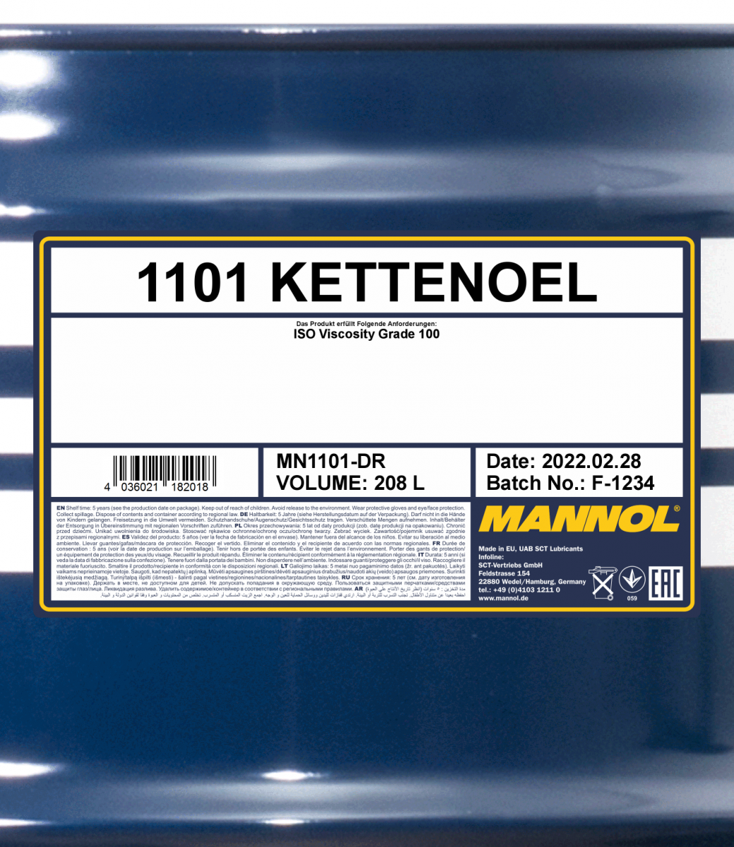 Mannol 1101 Kettenöl Sägekettenöl 208 Liter