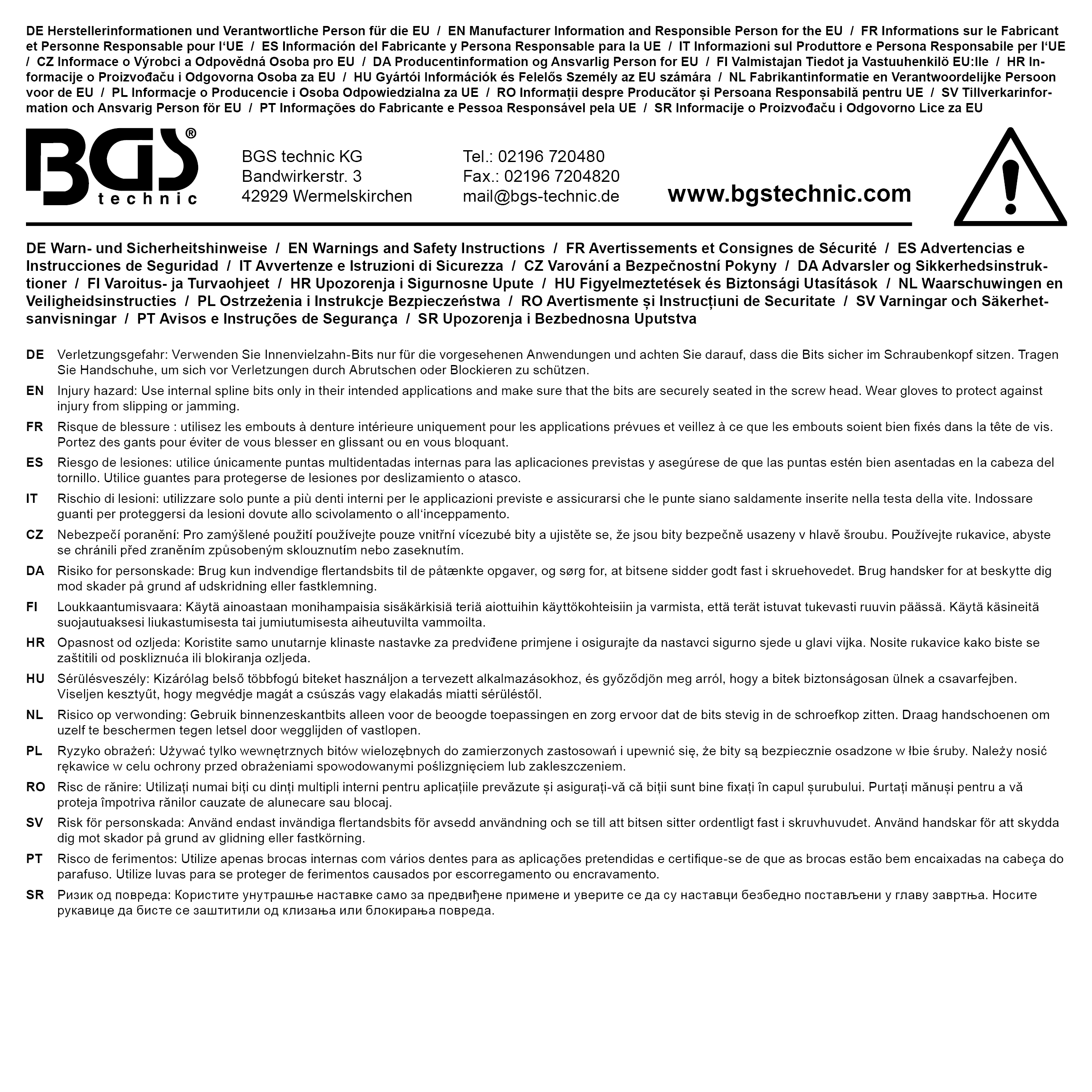 BGS Bit | Länge 30 mm | Antrieb Außensechskant 10 mm (3/8") | Innenvielzahn (für XZN) M8