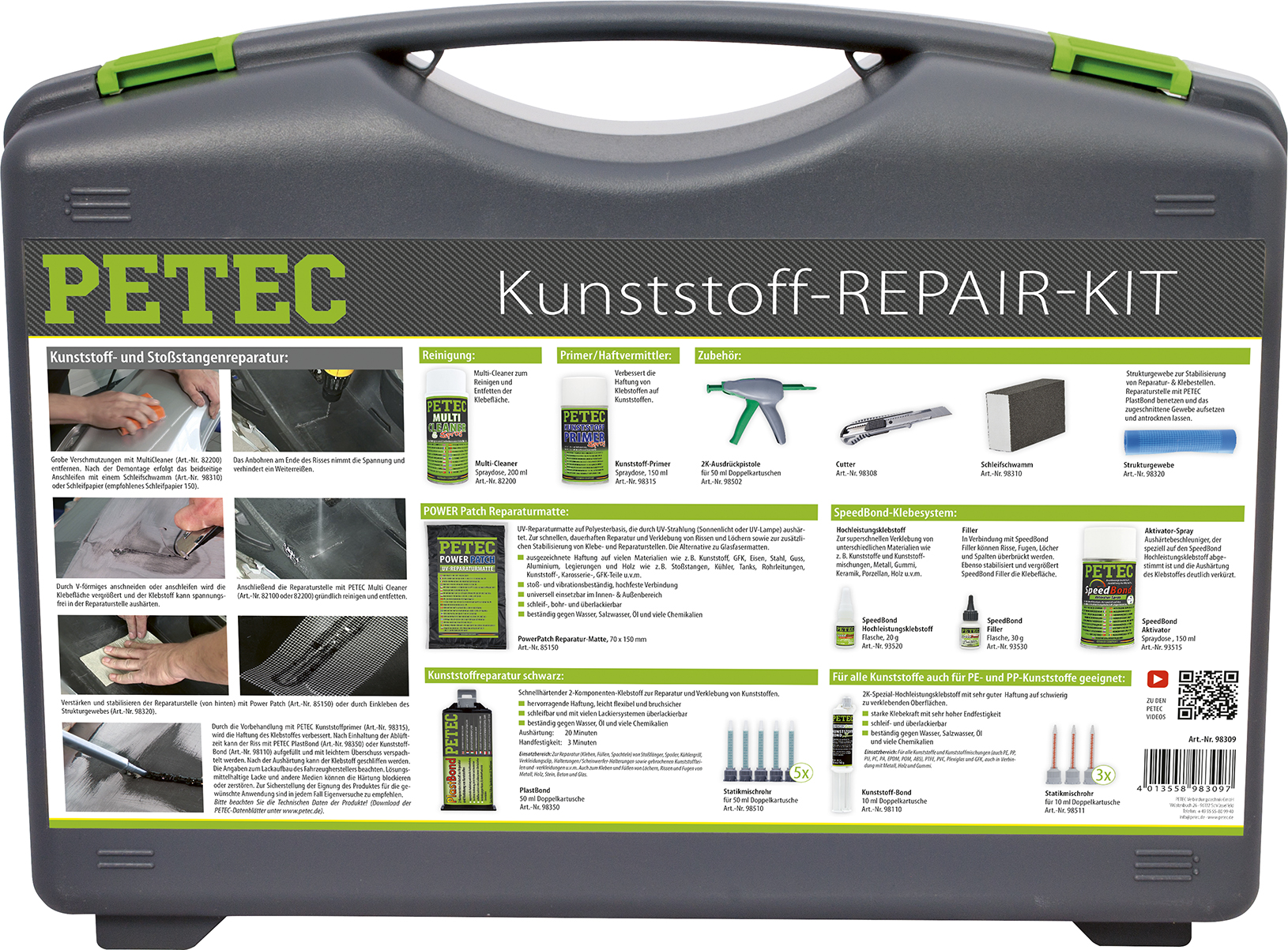 Petec Kunststoff Repair Kit Kunstoffreparatur Koffer Komplett Set