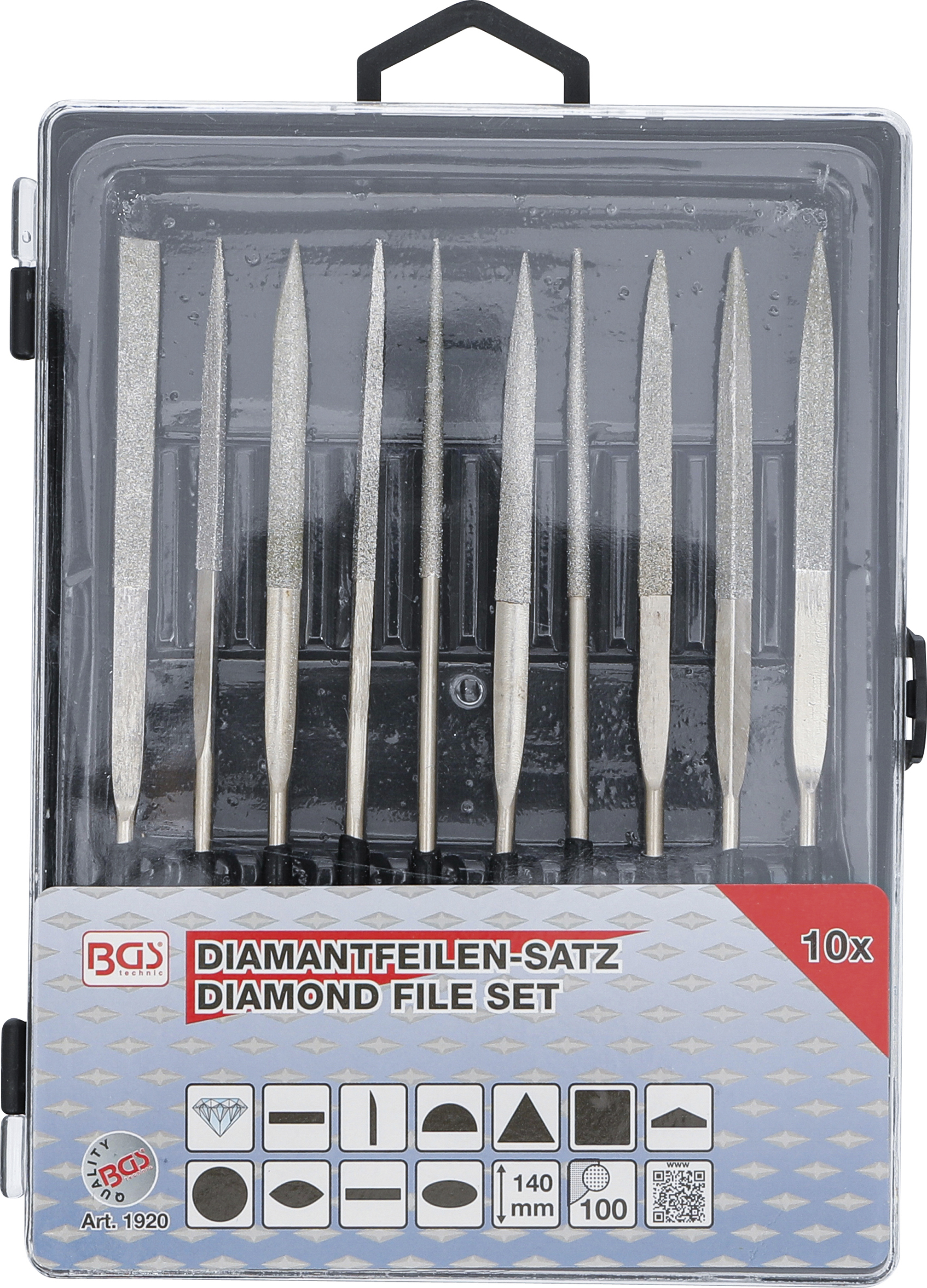 BGS Diamantfeilen-Satz | gerade | 140 x 3 mm | 10-tlg.