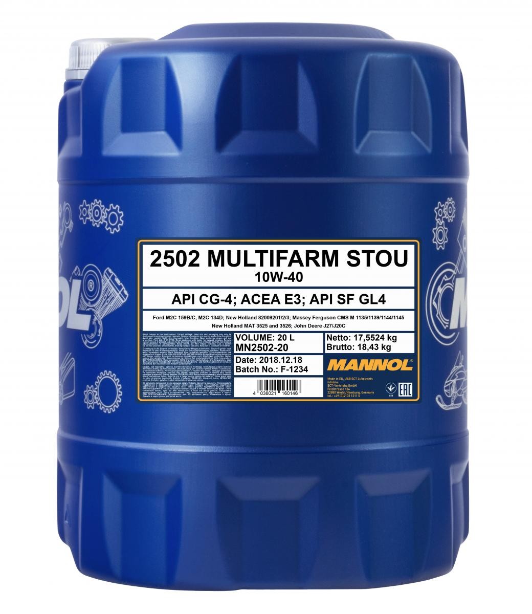 10W-40 Mannol 2502 Multifarm STOU 20 Liter