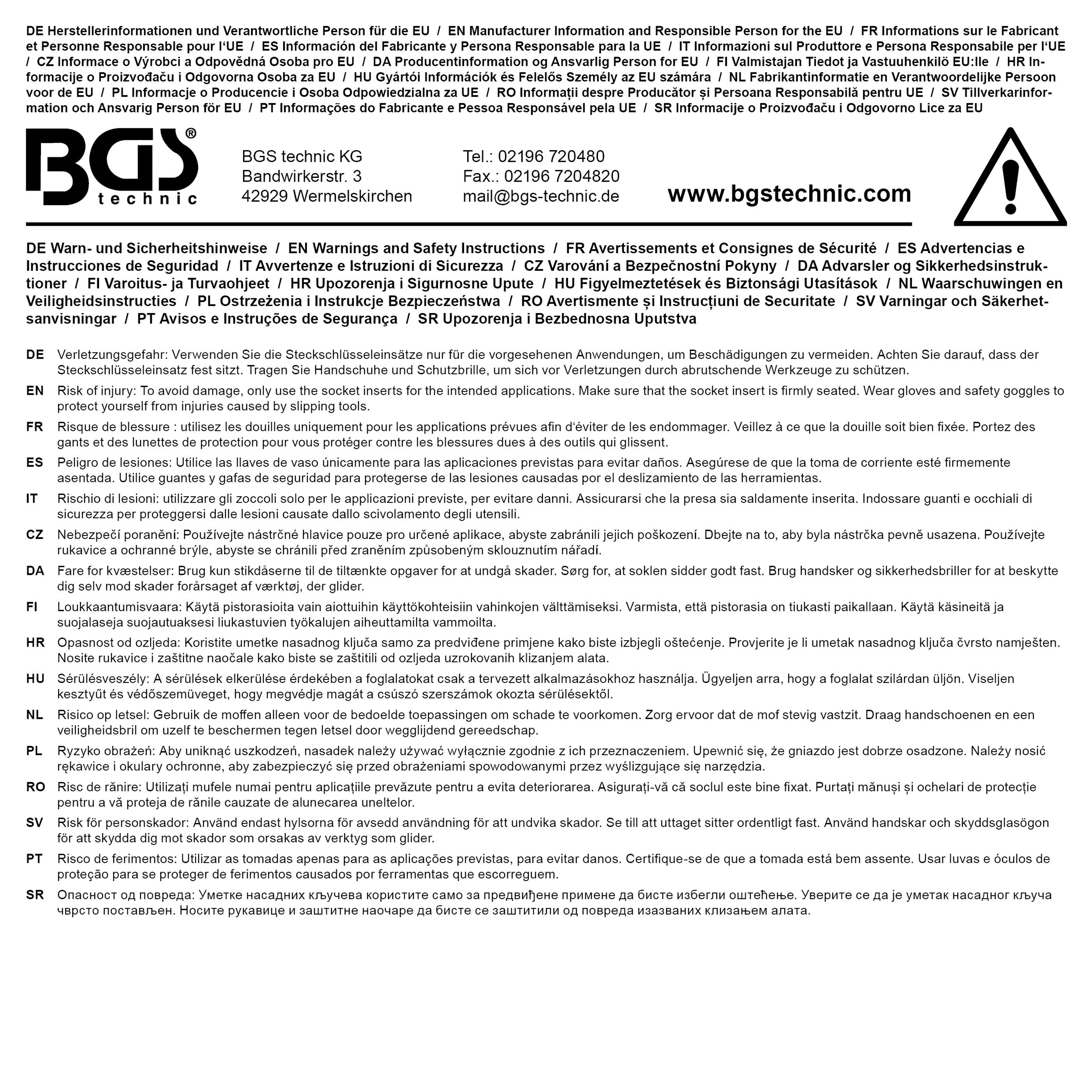 BGS Kraft-Steckschlüssel-Einsatz-Satz Sechskant, tief | Antrieb Innenvierkant 12,5 mm (1/2") | Zollgrößen | 13-tlg.