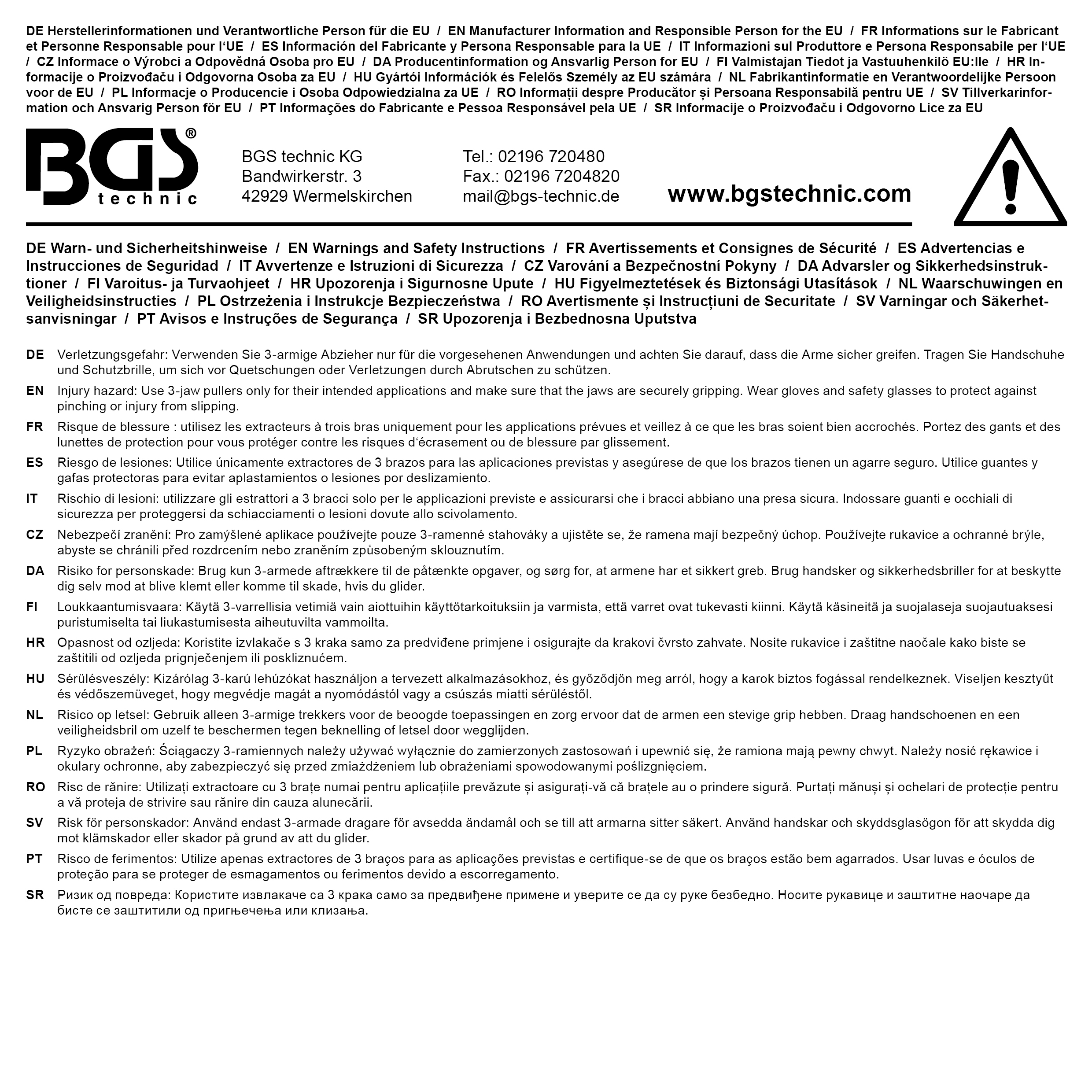 BGS Abzieher-Satz, 2-/3-armig | 100 / 120 / 150 mm | 3-tlg.