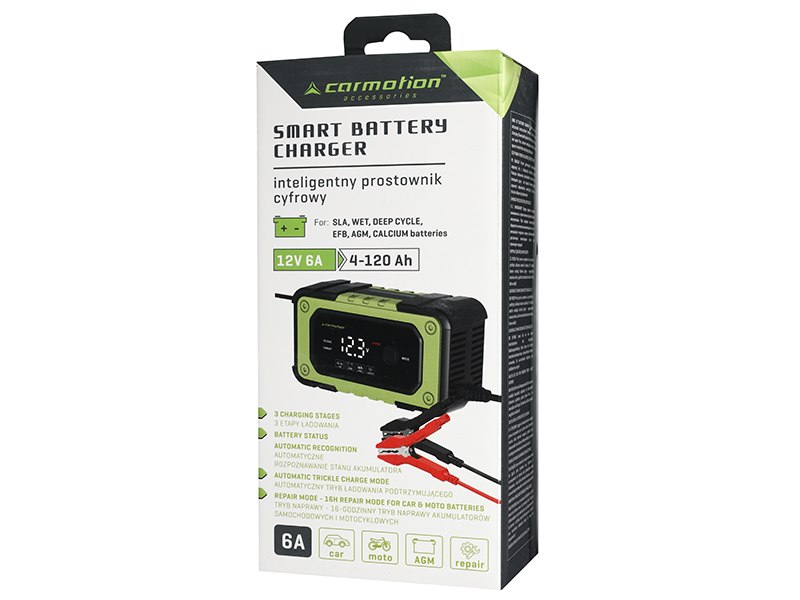 Carmotion Batterieladegerät Digital 6A bis 120Ah Starterbatterien