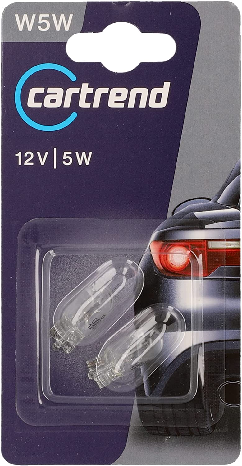 Cartrend Glassockel Autolampe 12V/5W W5W Autobirne 2er Pack