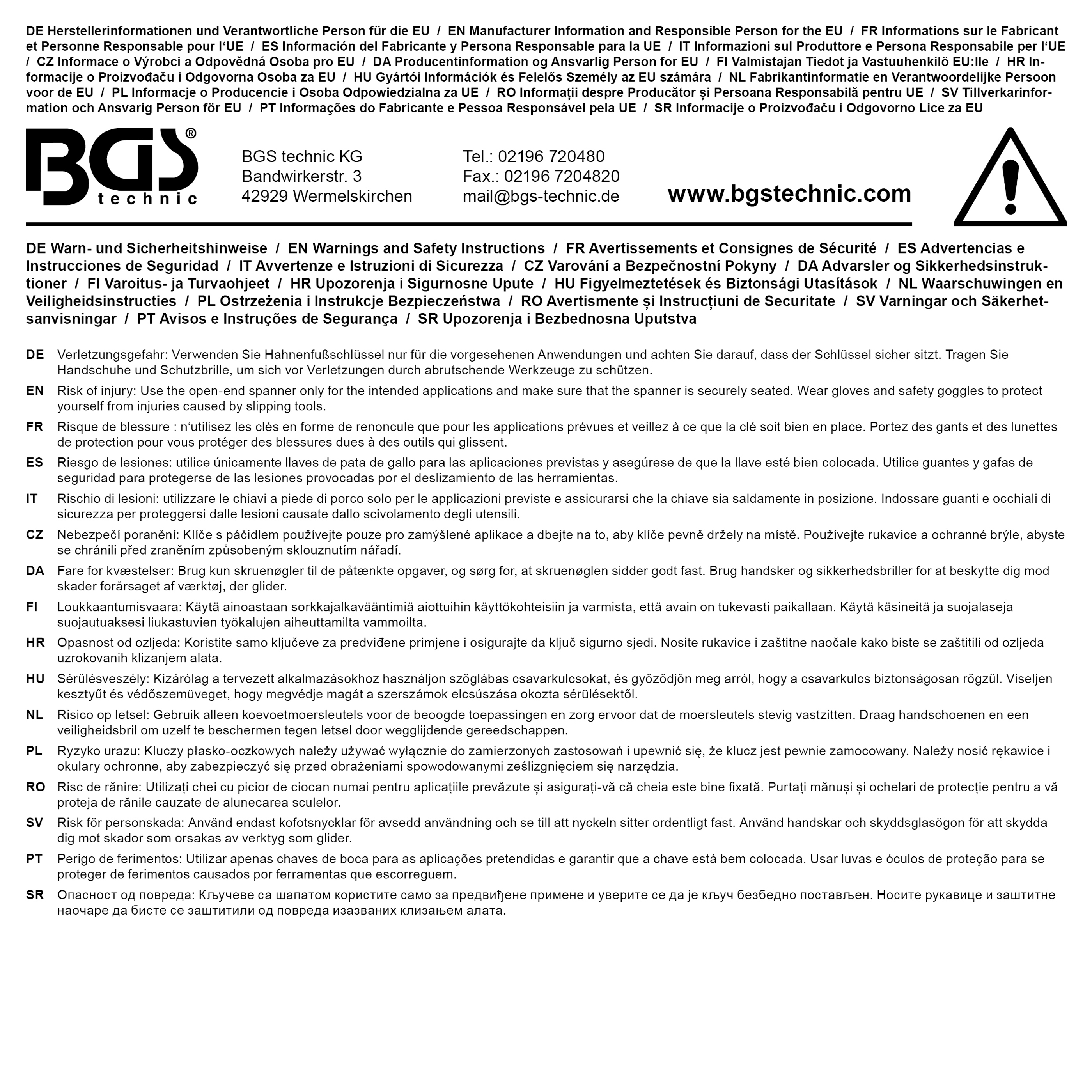 BGS Hahnenfußschlüssel | Antrieb Innenvierkant 20 mm (3/4") | SW 50 mm