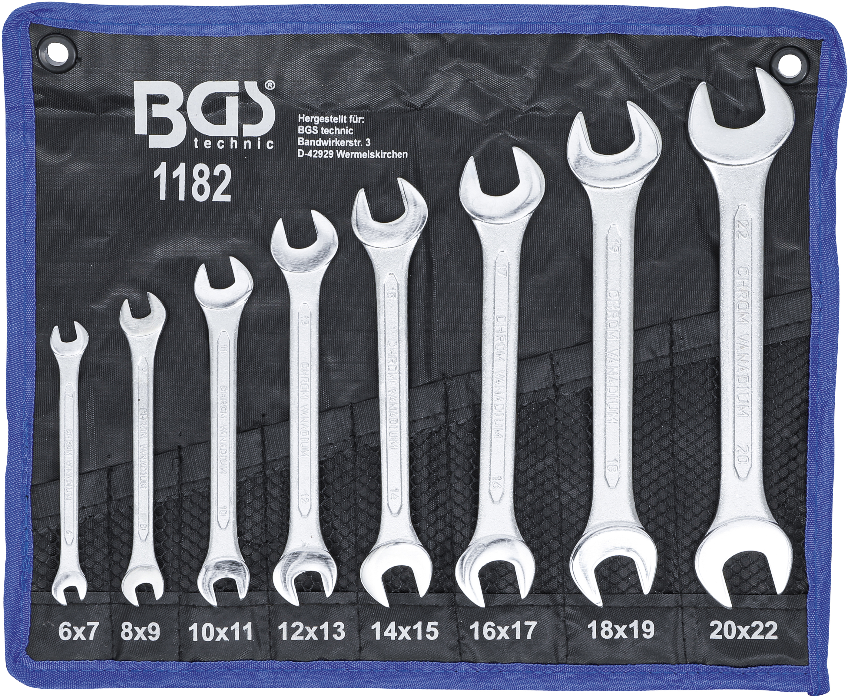 BGS Doppel-Maulschlüssel-Satz | SW 6 x 7 - 20 x 22 mm | 8-tlg.