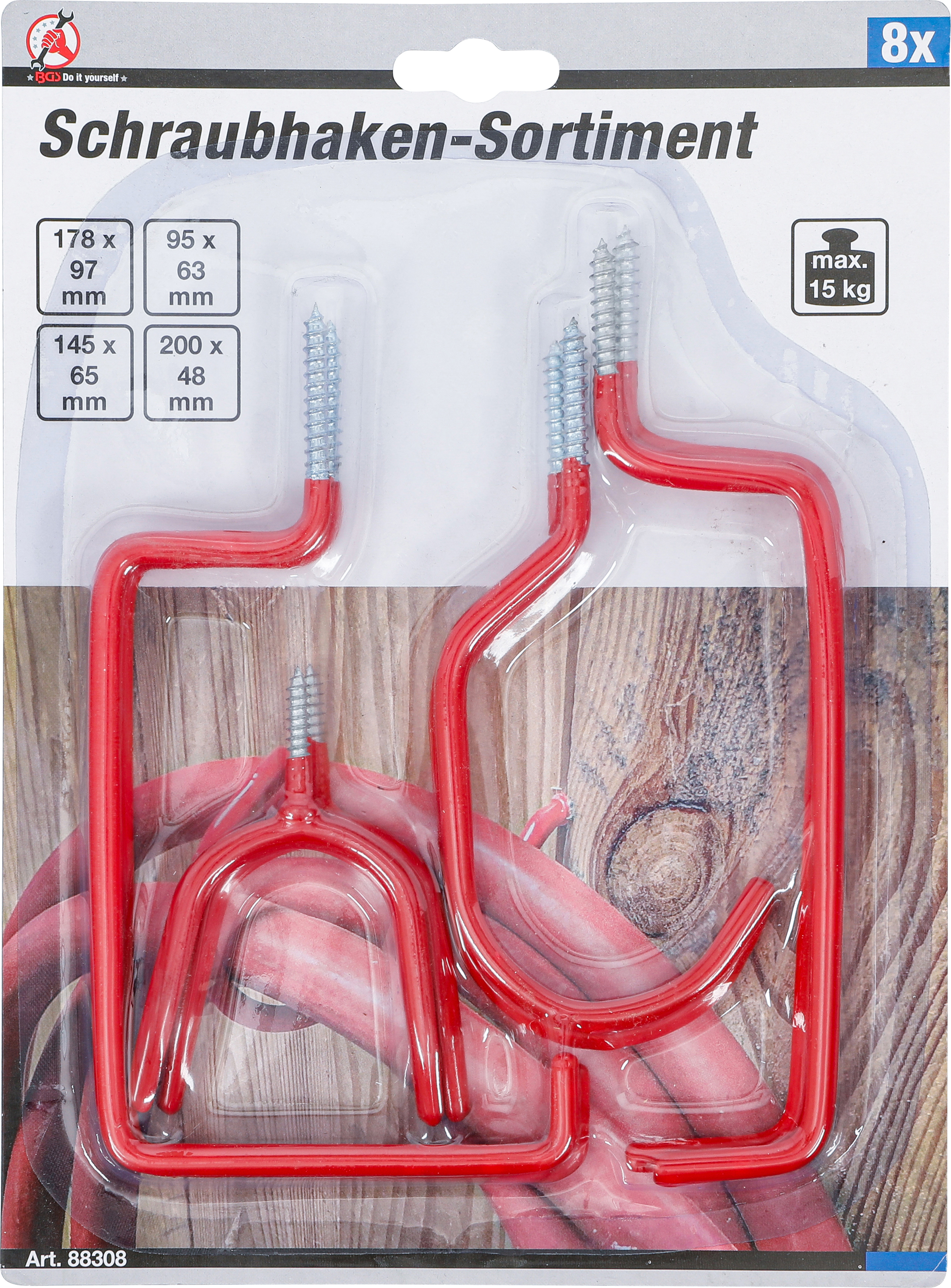 BGS Wand- und Decken-Schraubhaken-Sortiment | 8-tlg.