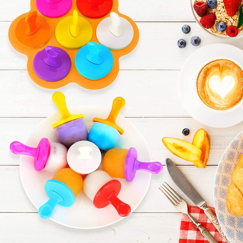 Eis Pop Form Eisformen Silikon Nesloonp Eisförmchen Popsicle Formen Wiederverwendbar Mini Eisformen mit bunten Kunststoff-Sticks für Kinder Baby Förmc