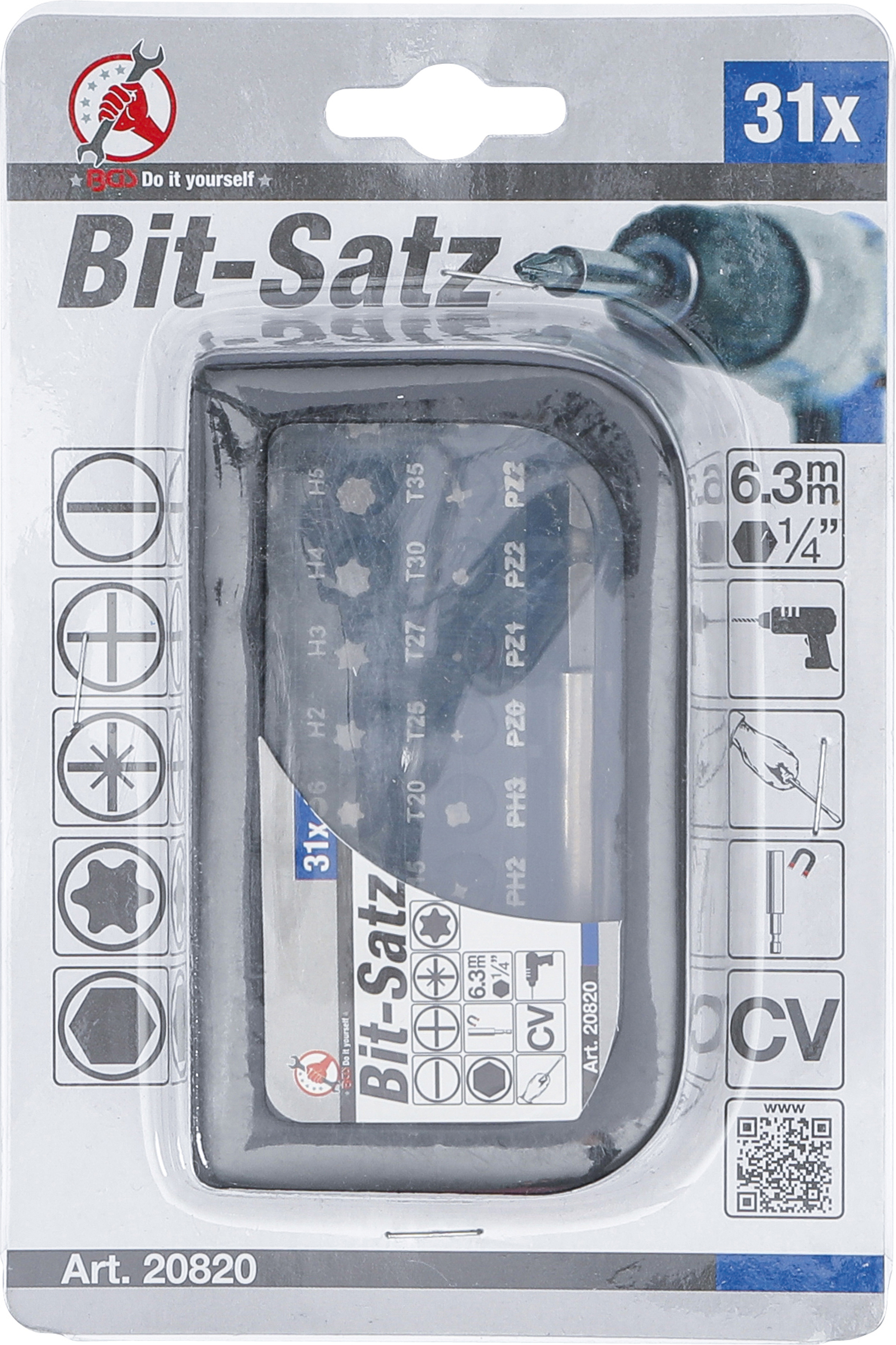 BGS Bit-Satz | Antrieb Außensechskant 6,3 mm (1/4") | 31-tlg.