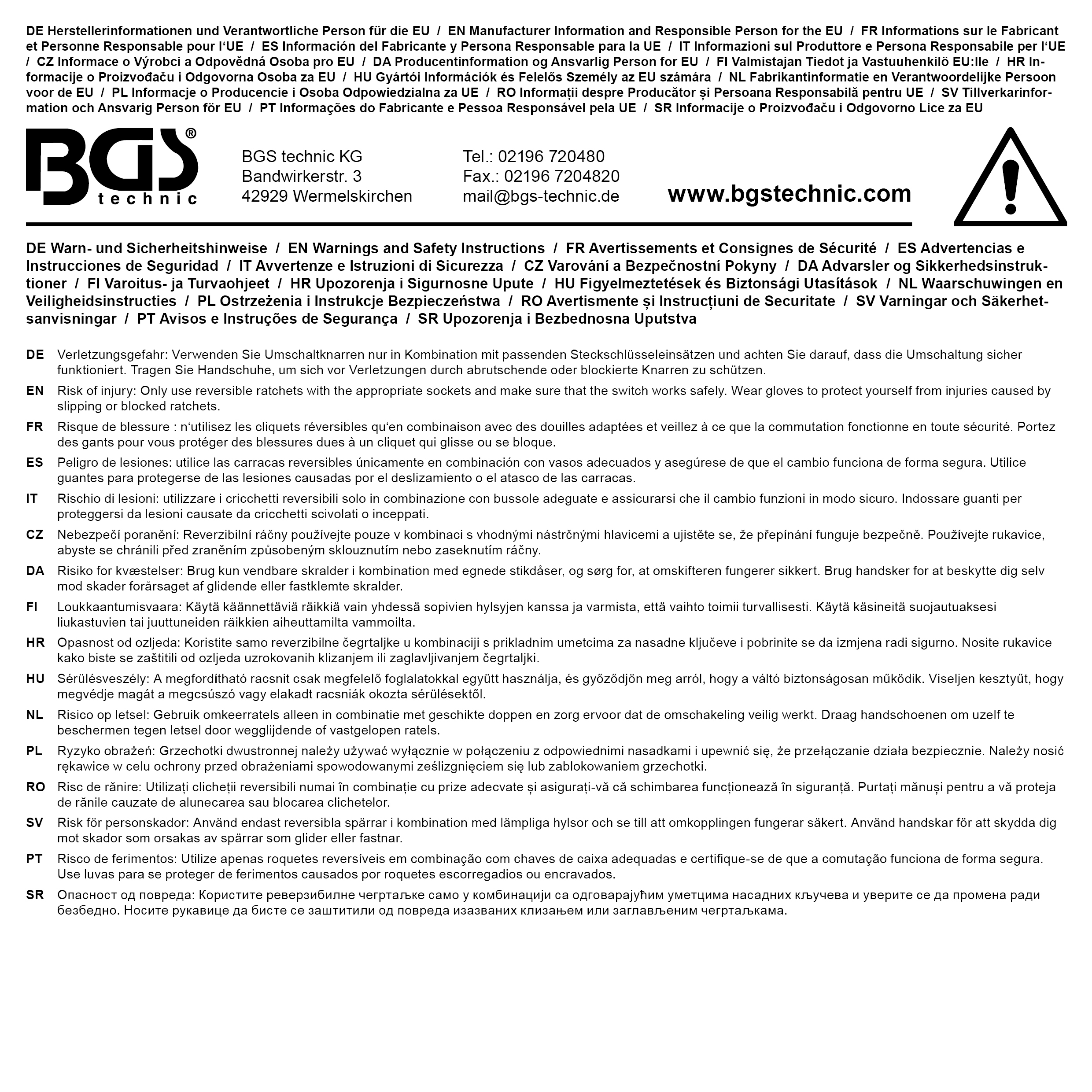 BGS Mini-Umschaltknarre | Abtrieb Außenvierkant 6,3 mm (1/4")
