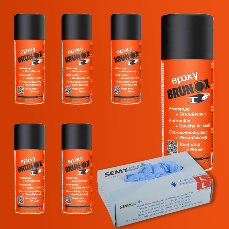 6x Brunox Rostumwandler Spray Werkstatt Super DEAL 100x Handschuhe GRATIS