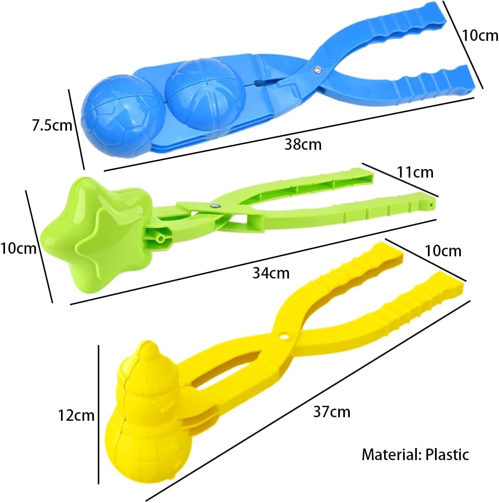 RoxNvm Schneeball Maker Set, 3 PCS Großer Schneeballzange, Schneeballmacher mit Rutschfesten Griff, Verschiedene Muster Winter Schnee Scoop Clip, Spie