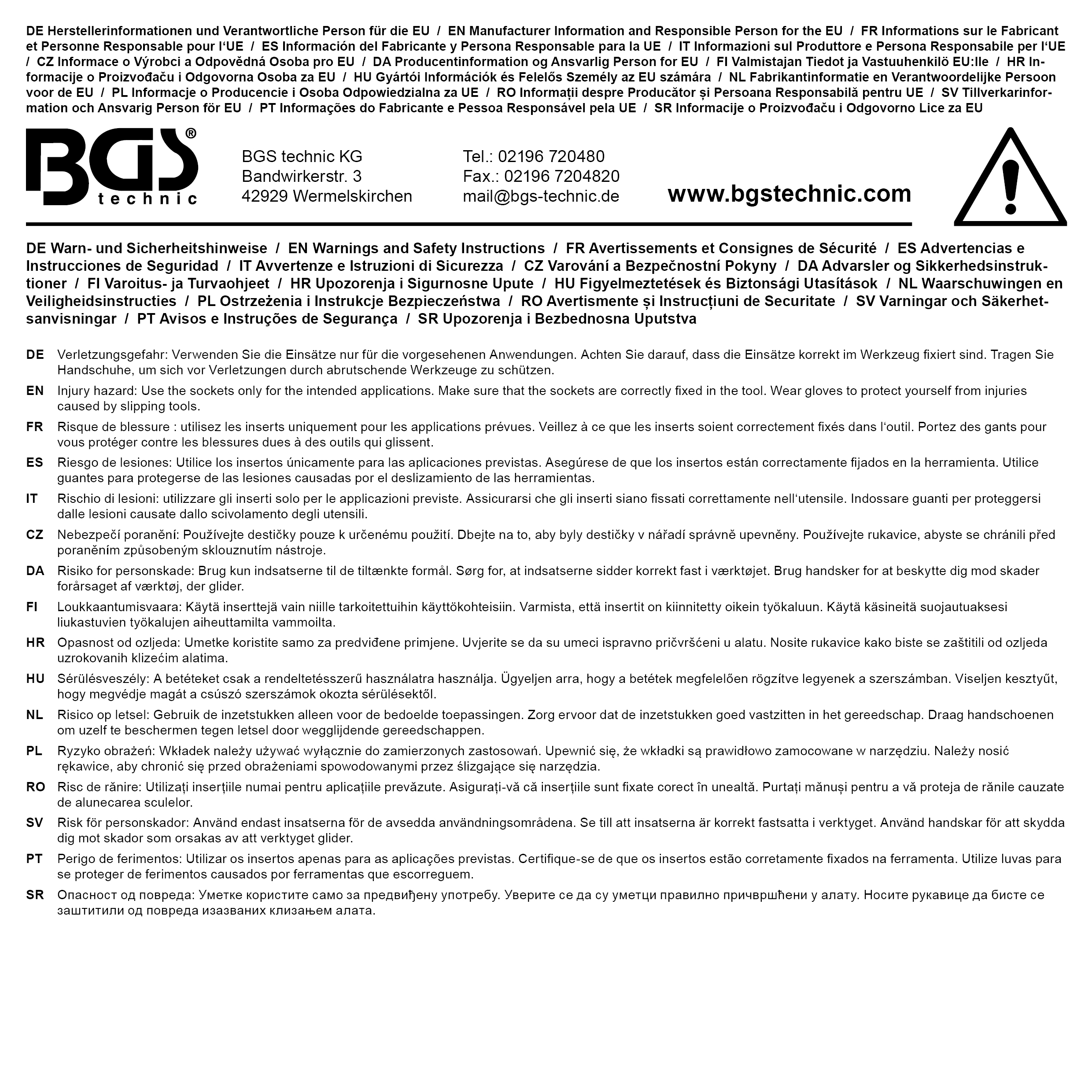 BGS Steckschlüssel-Einsatz-Satz E-Profil | XXL | Antrieb Innenvierkant 10 mm (3/8") | SW E6 - E20 | 10-tlg.