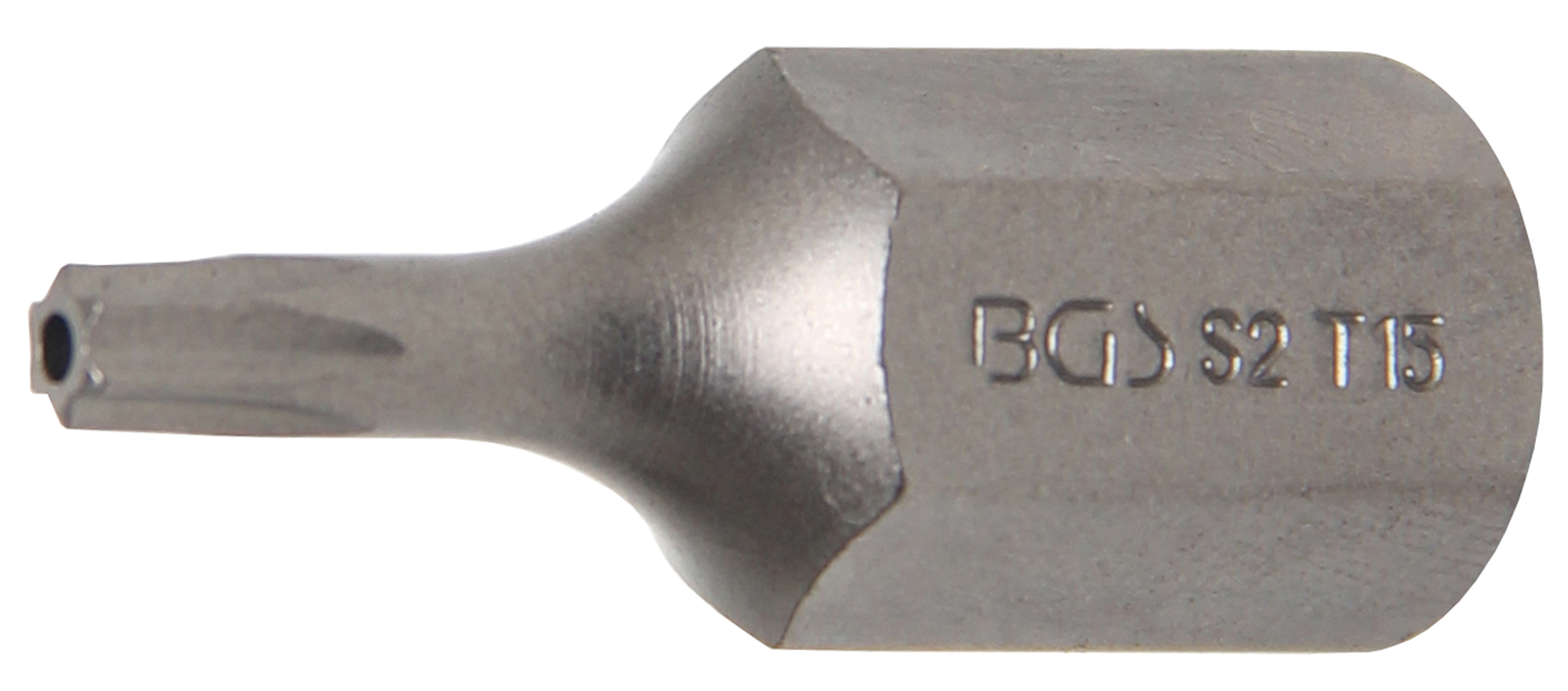 BGS Bit | Antrieb Außensechskant 10 mm (3/8") | T-Profil (für Torx) mit Bohrung T15