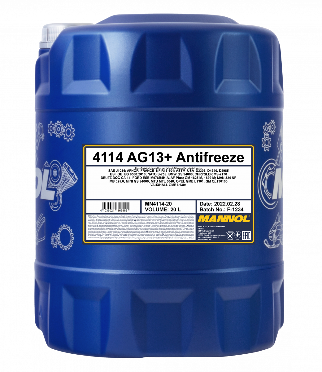 Mannol 4114 Kühlerfrostschutz Antifreeze AG13+ Advanced Konzentrat 20 Liter