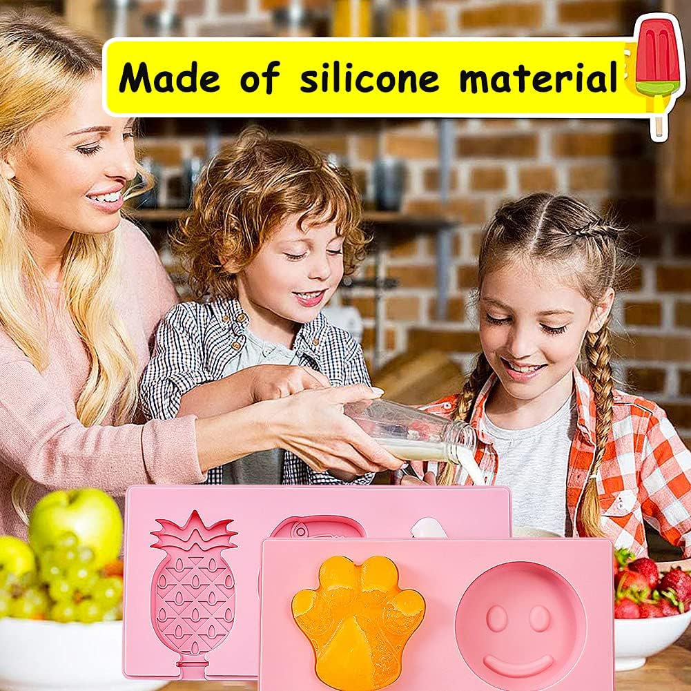 Eisformen Silikon, 3 Stück Popsicle Formen Set Eisformen Silikon-Form Starter Ice Pop Molds Wiederverwendbare Stiel Formen Handgefertigte DIY-Eisforme