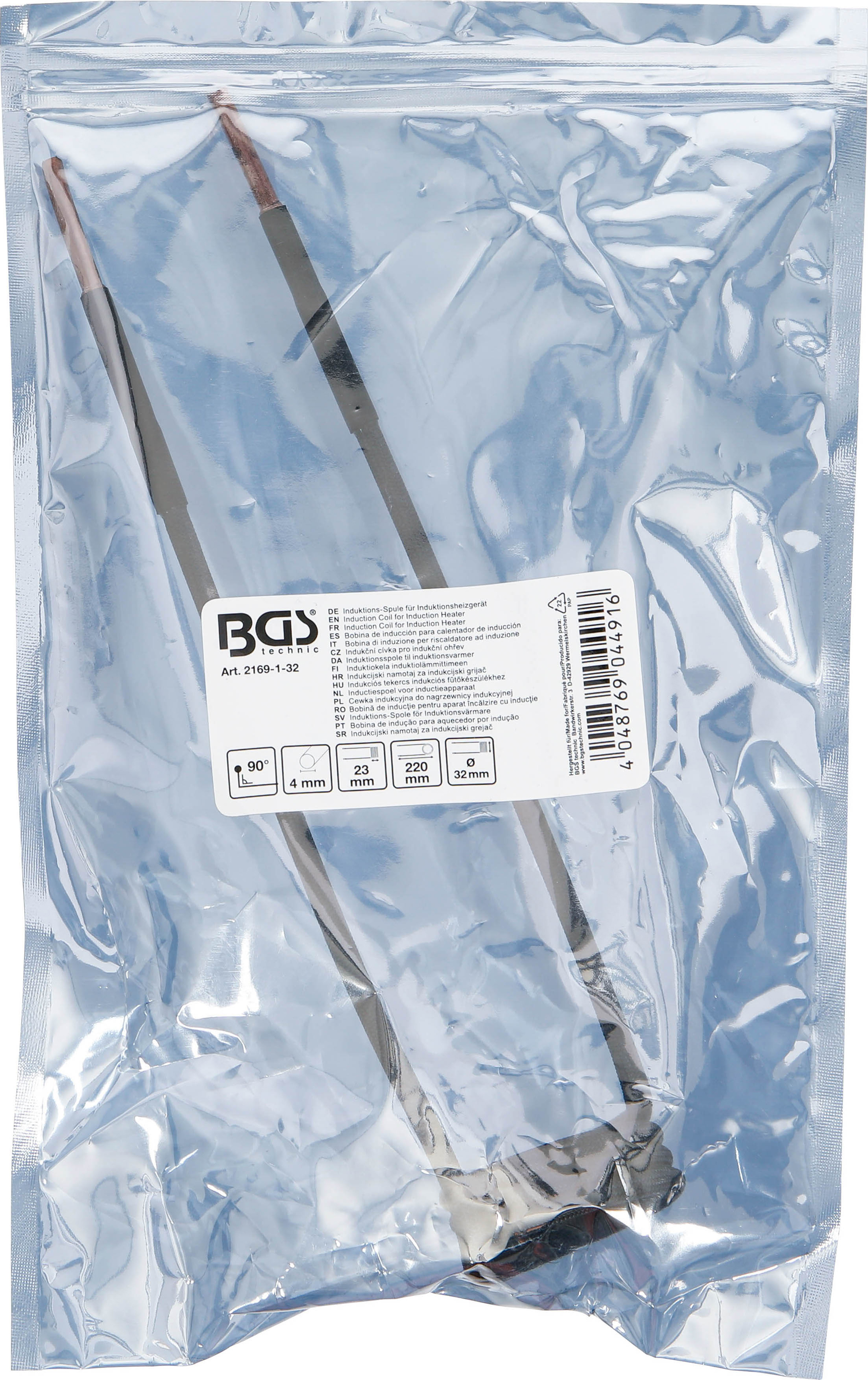 BGS Induktions-Spule für Induktionsheizgerät | 32 mm | 90° abgewinkelt | für Art. 2169, 3390, 3391