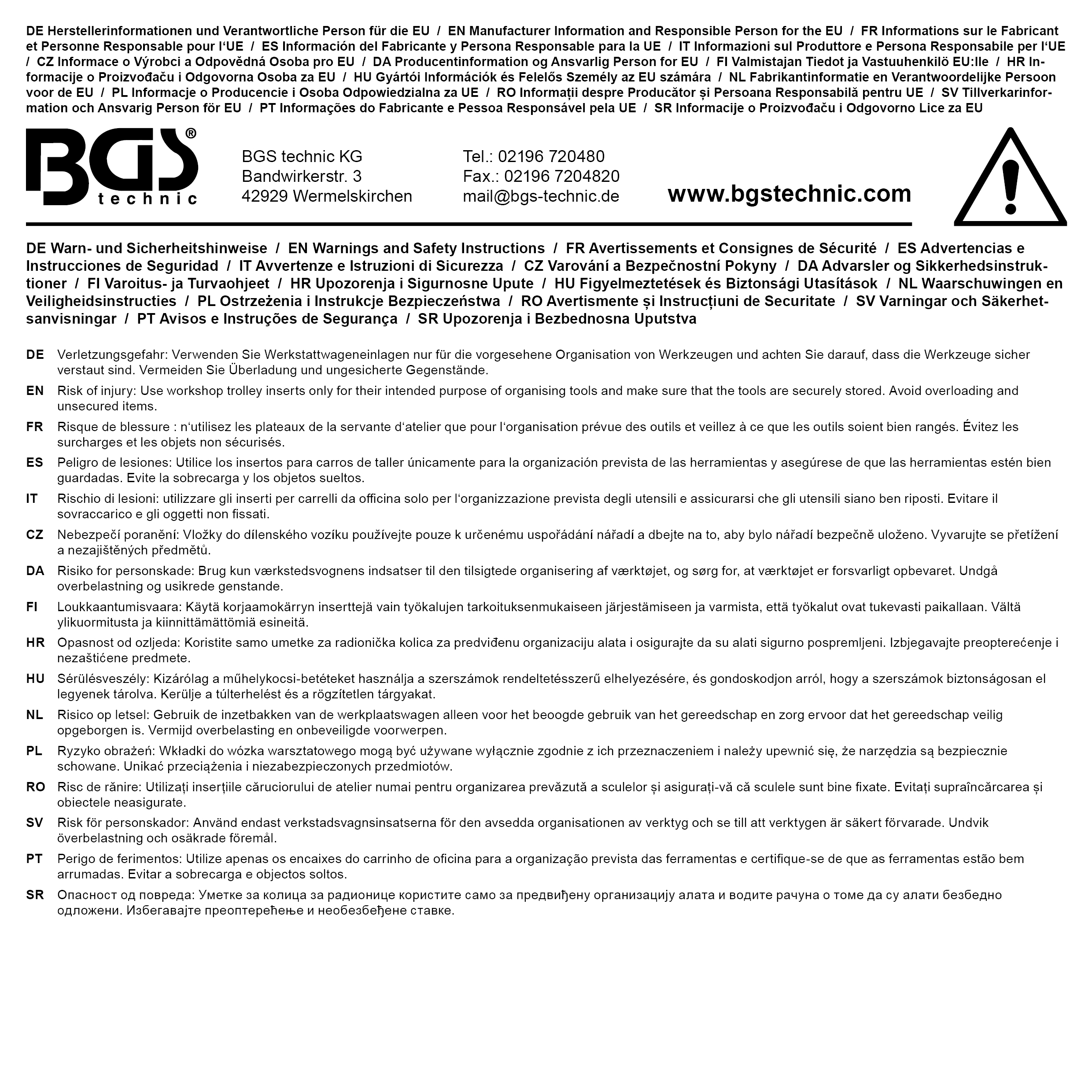 BGS Werkstattwageneinlage 3/3 | leer | für Art. 4033