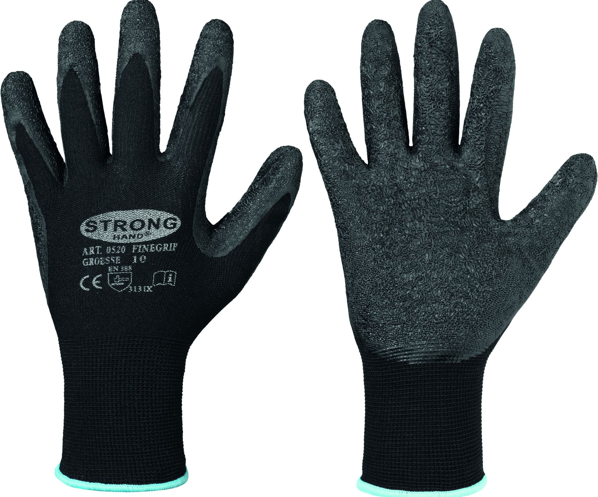 Stronghand Finegrip Handschuh Nylon Schrumpflatex Schwarz CAT 2