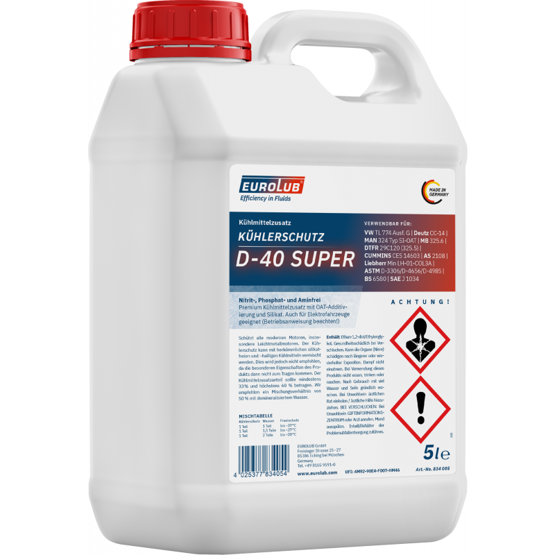 Eurolub Kühlerfrostschutz D-40 Super Konzentrat 5 Liter