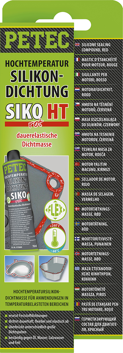 Petec Hochtemperatursilikon SIKO rot 70 ml Tube