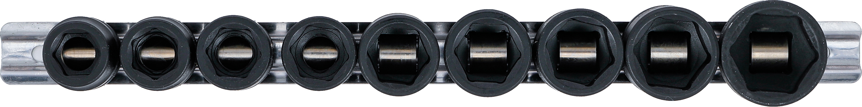 BGS Kraft-Steckschlüssel-Einsatz-Satz Sechskant, extra flach | Antrieb Innenvierkant 12,5 mm (1/2") | SW 13 - 24 mm | 9-tlg.